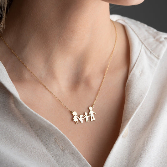 Personalized Family Necklace • 925 Sterling Silver Custom Pendant • Adjustable Chain Jewelry • Mother’s Day Gift • Meaningful Gift for Mom