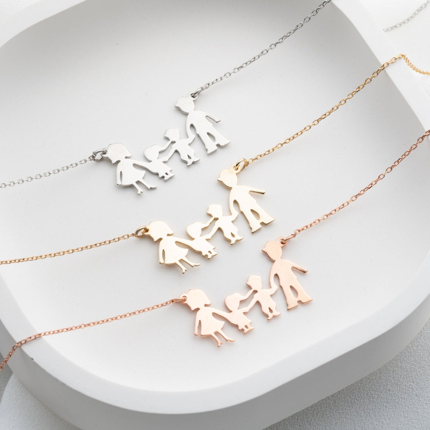 Personalized Family Necklace • 925 Sterling Silver Custom Pendant • Adjustable Chain Jewelry • Mother’s Day Gift • Meaningful Gift for Mom