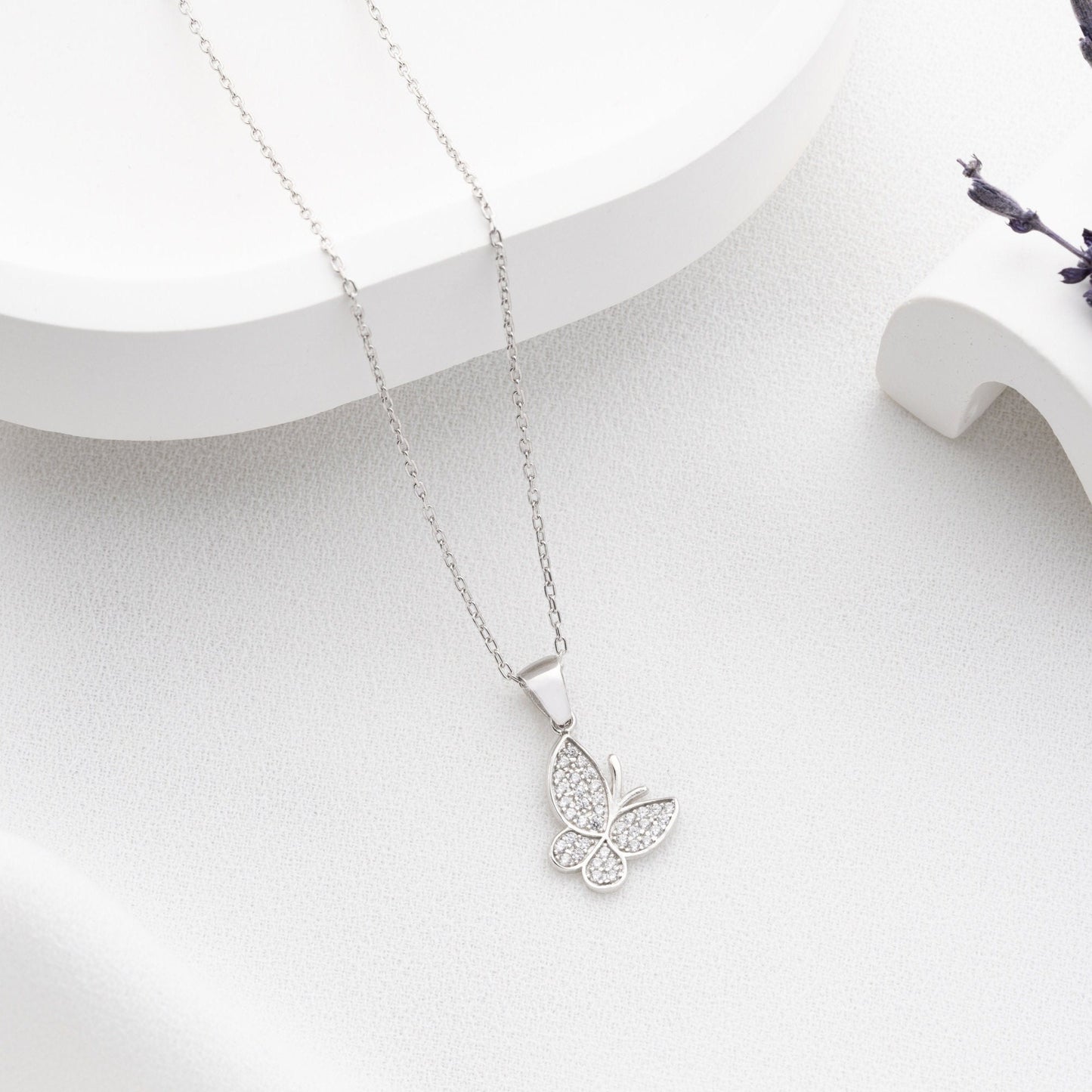 Butterfly Pendant Necklace - 925 Sterling Silver - Dainty CZ Charm - Nature Inspired Jewelry Gift - Elegant Necklace for Her