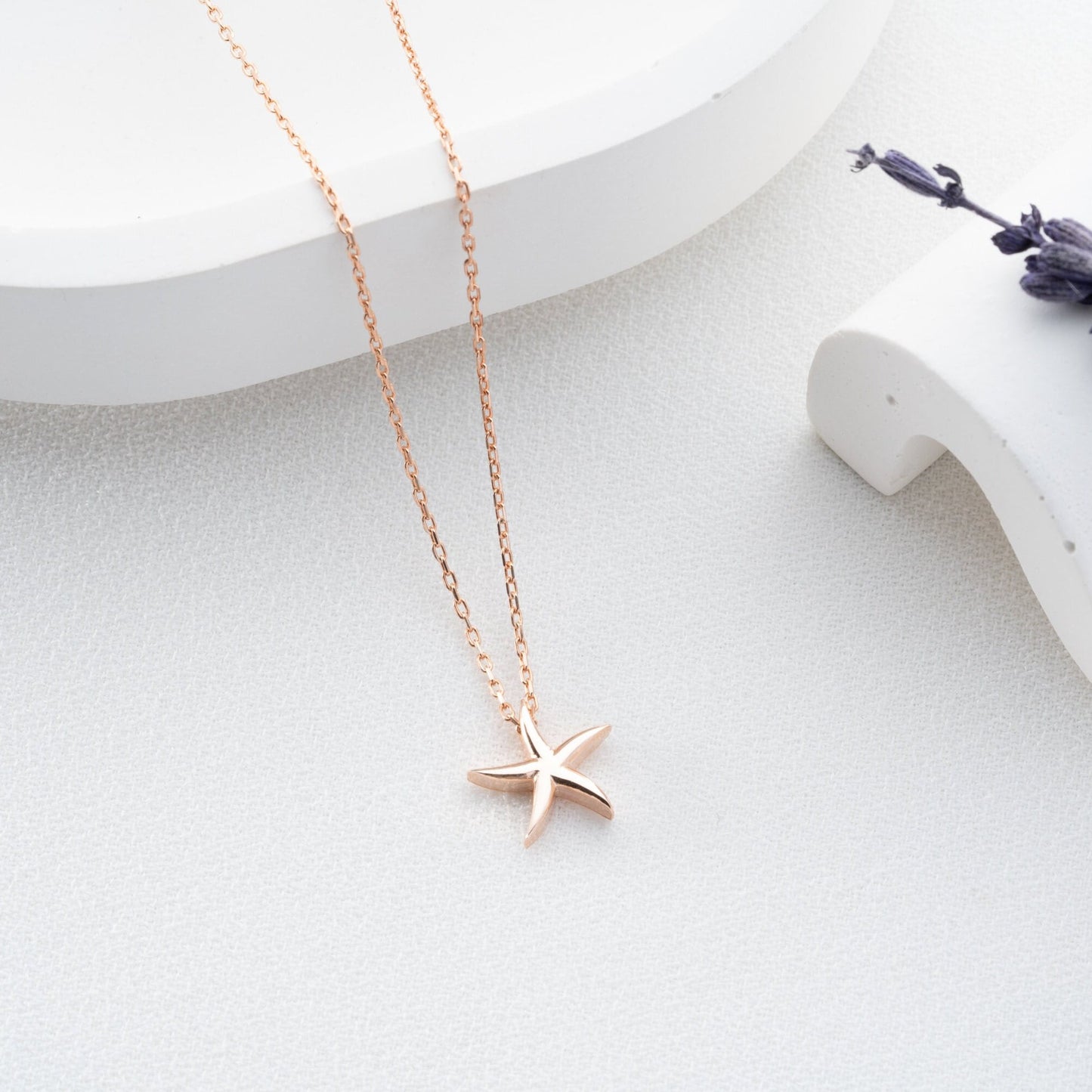 Starfish Necklace - 925 Sterling Silver Gold Plated - Minimalist Beach Jewelry - Ocean Inspired Nautical Pendant - Unique Gift for Her