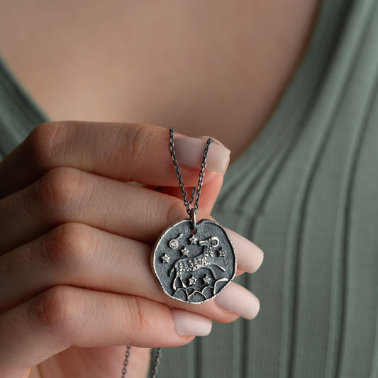 Aries Zodiac Necklace • 925 Sterling Silver • Gold-Plated Astrology Pendant • Ram Horoscope Jewelry • Aries Gift for Her