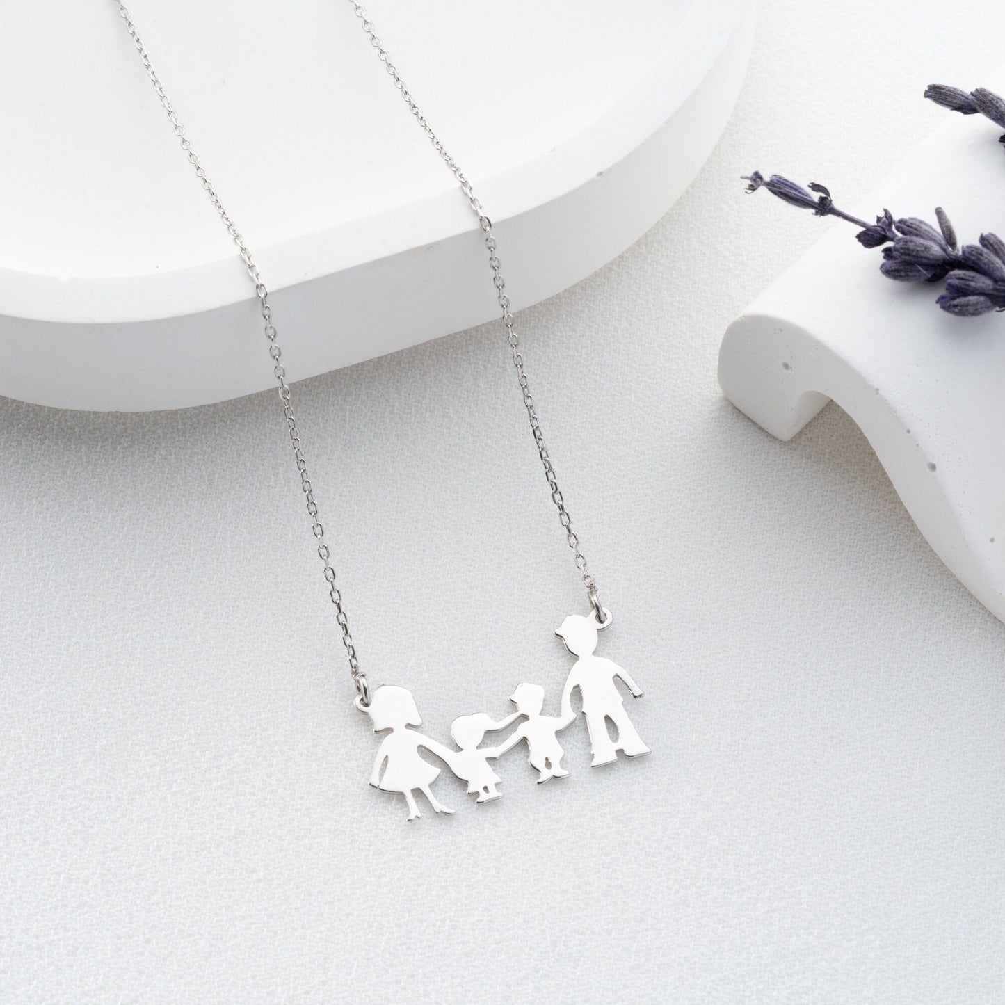 Personalized Family Necklace • 925 Sterling Silver Custom Pendant • Adjustable Chain Jewelry • Mother’s Day Gift • Meaningful Gift for Mom
