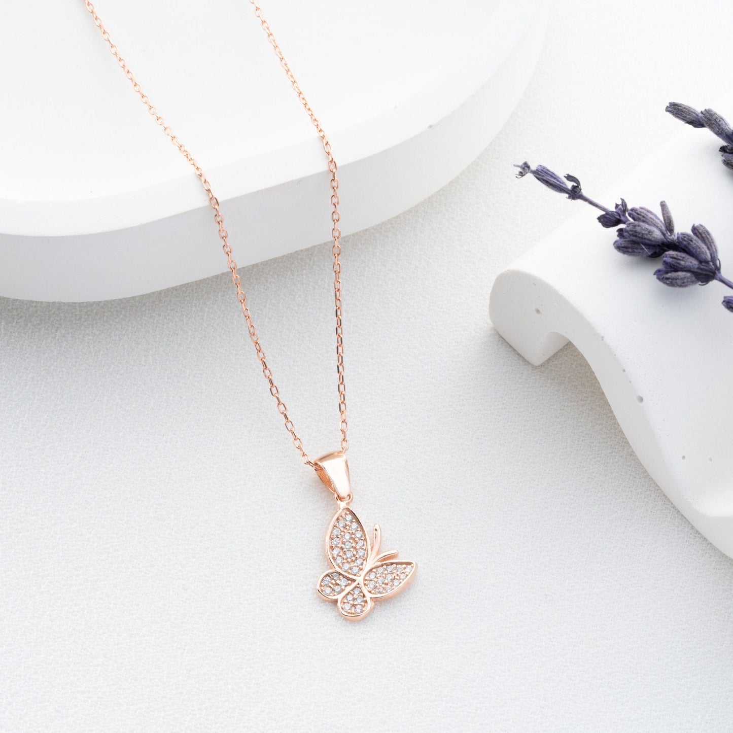 Butterfly Pendant Necklace - 925 Sterling Silver - Dainty CZ Charm - Nature Inspired Jewelry Gift - Elegant Necklace for Her