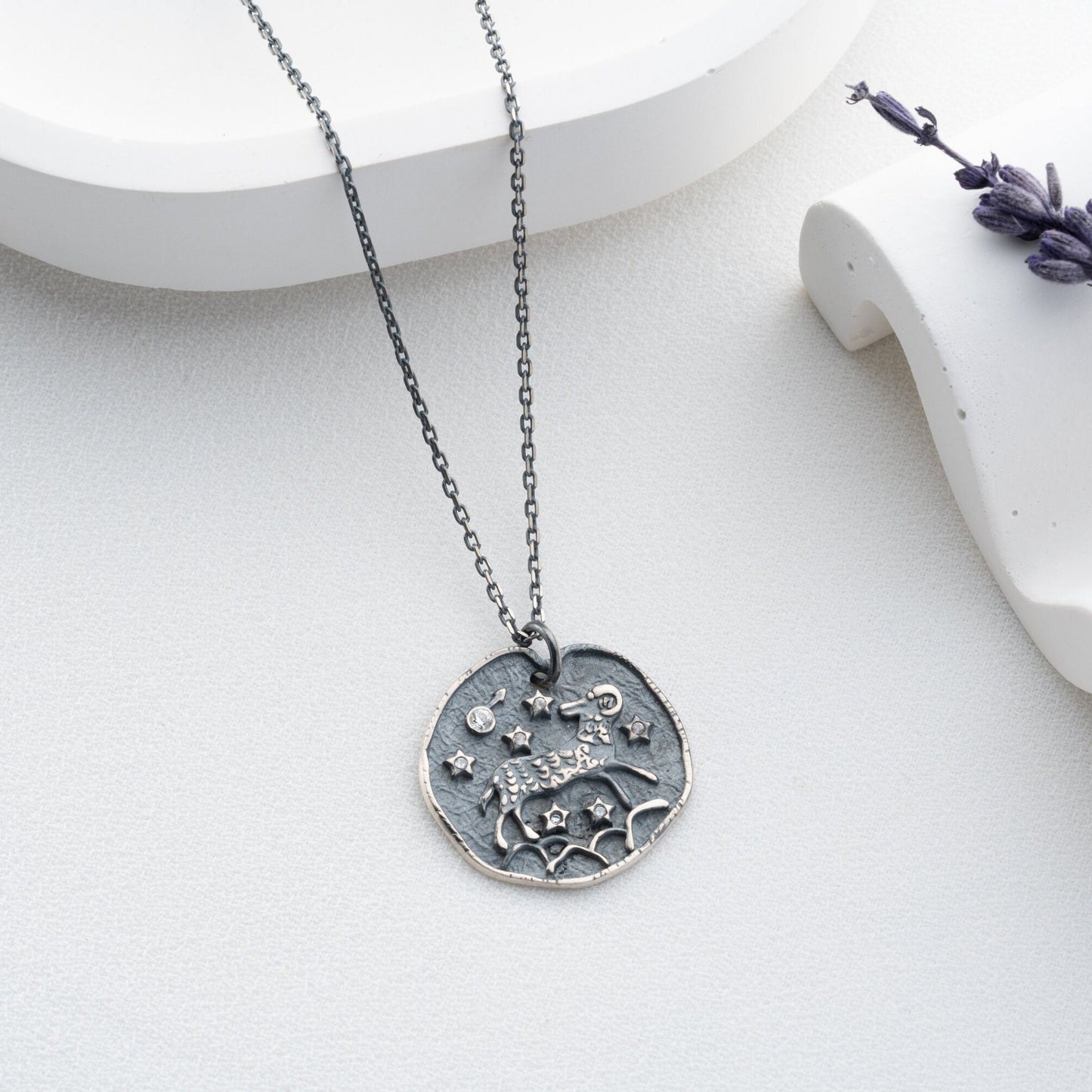 Aries Zodiac Necklace • 925 Sterling Silver • Gold-Plated Astrology Pendant • Ram Horoscope Jewelry • Aries Gift for Her