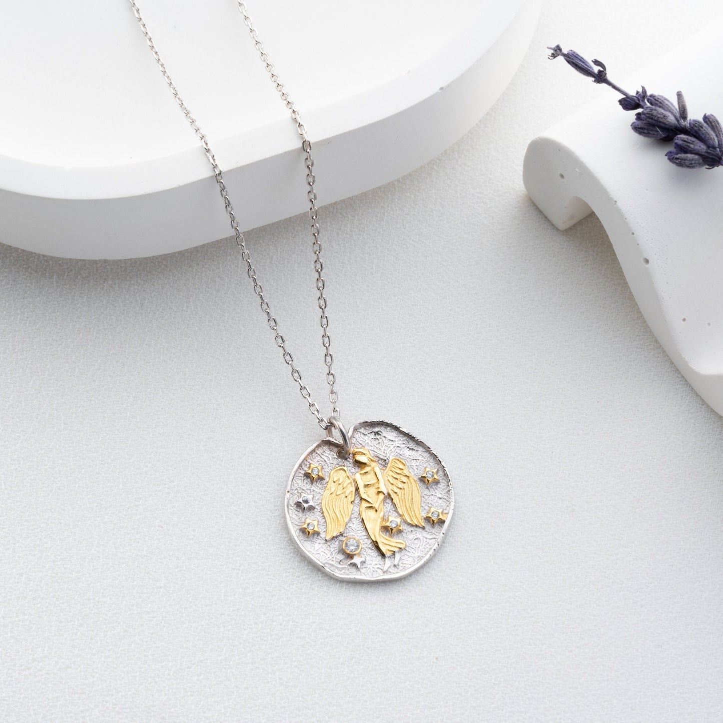 Virgo Zodiac Necklace - Handmade 925 Sterling Silver - 14K Gold or Oxidized Finish - Horoscope Jewelry - Gift for Her