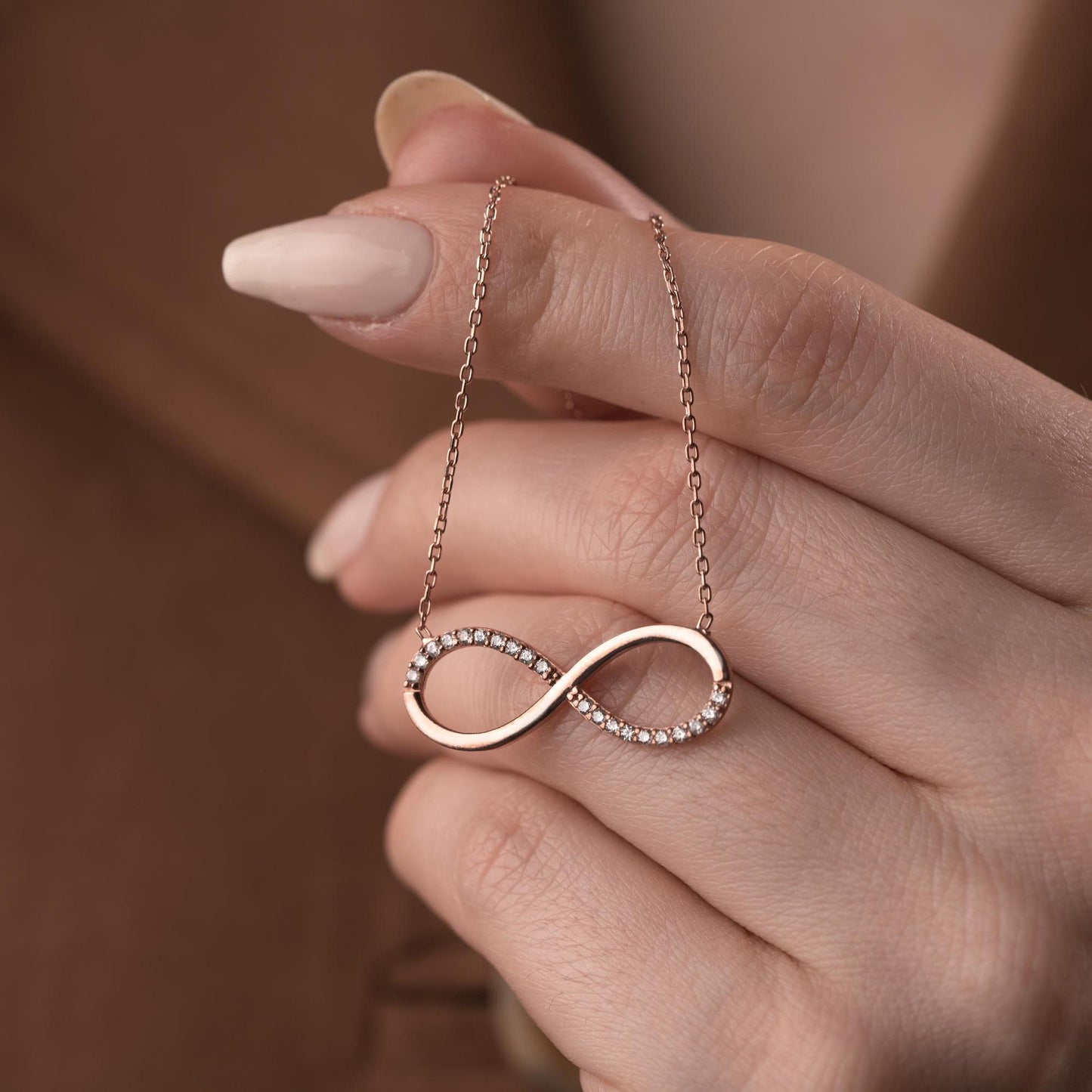 Infinity Necklace • 925 Sterling Silver & Gold Plated • Dainty Zircon Pendant • Minimalist Jewelry for Women • Elegant Gift for Her