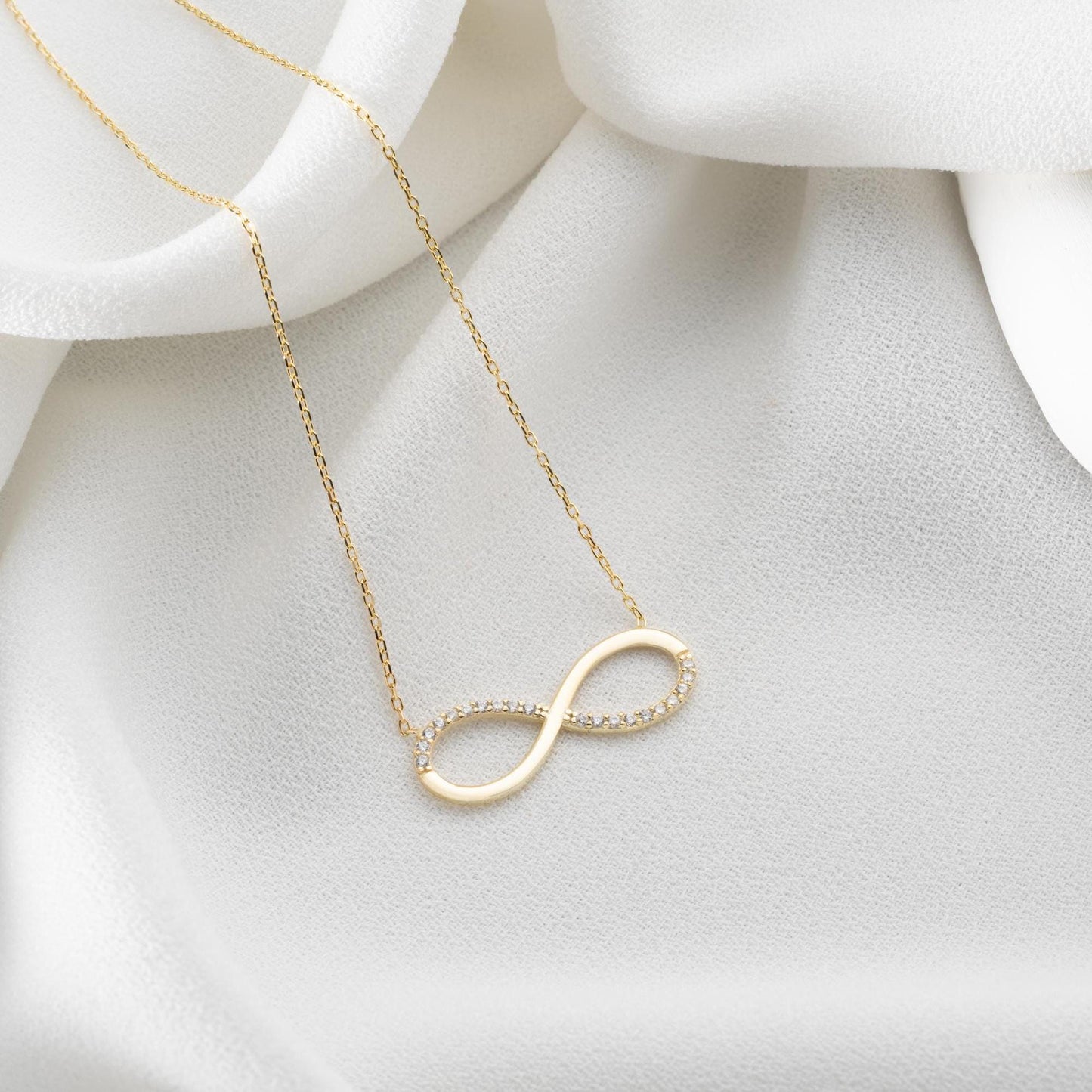 Infinity Necklace • 925 Sterling Silver & Gold Plated • Dainty Zircon Pendant • Minimalist Jewelry for Women • Elegant Gift for Her