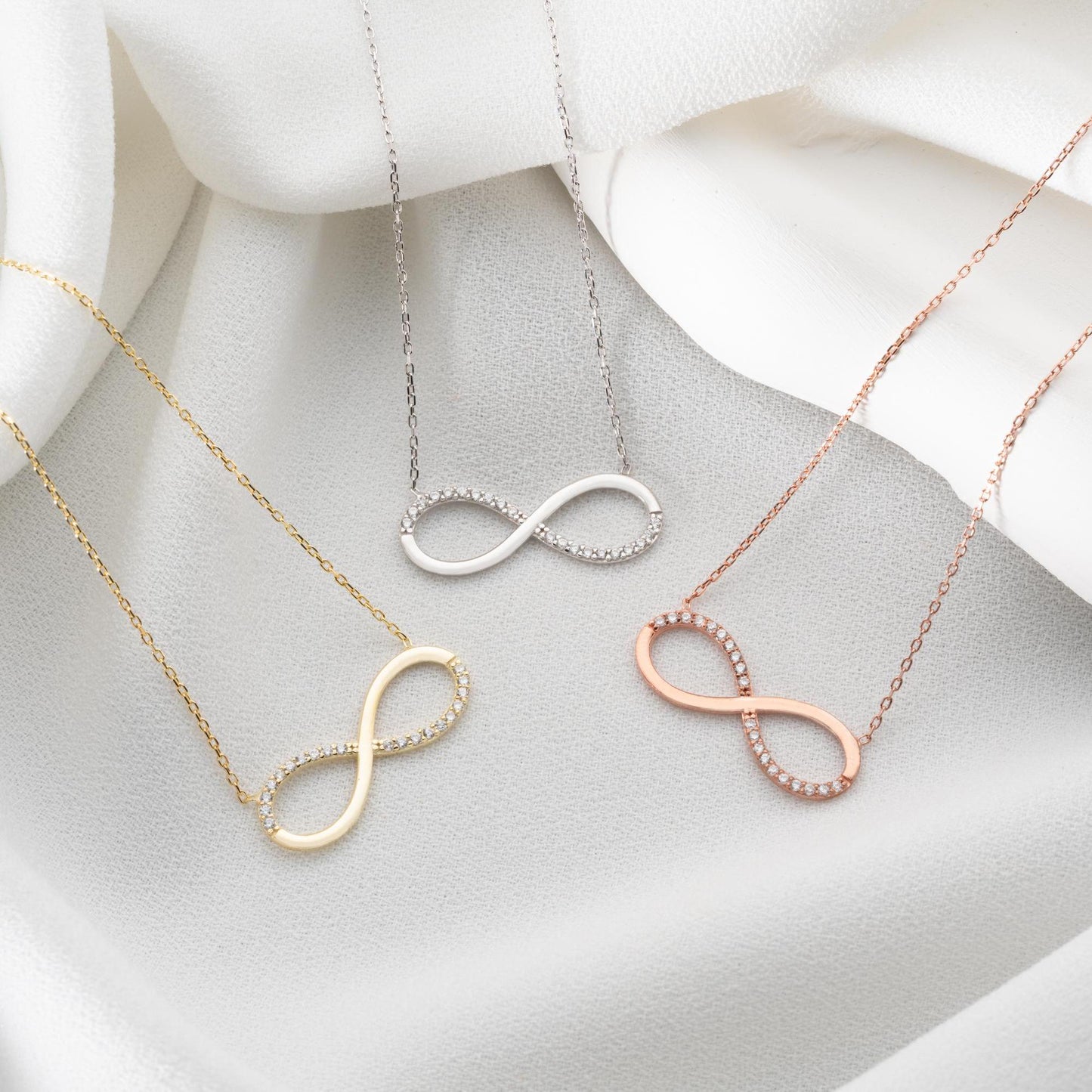 Infinity Necklace • 925 Sterling Silver & Gold Plated • Dainty Zircon Pendant • Minimalist Jewelry for Women • Elegant Gift for Her