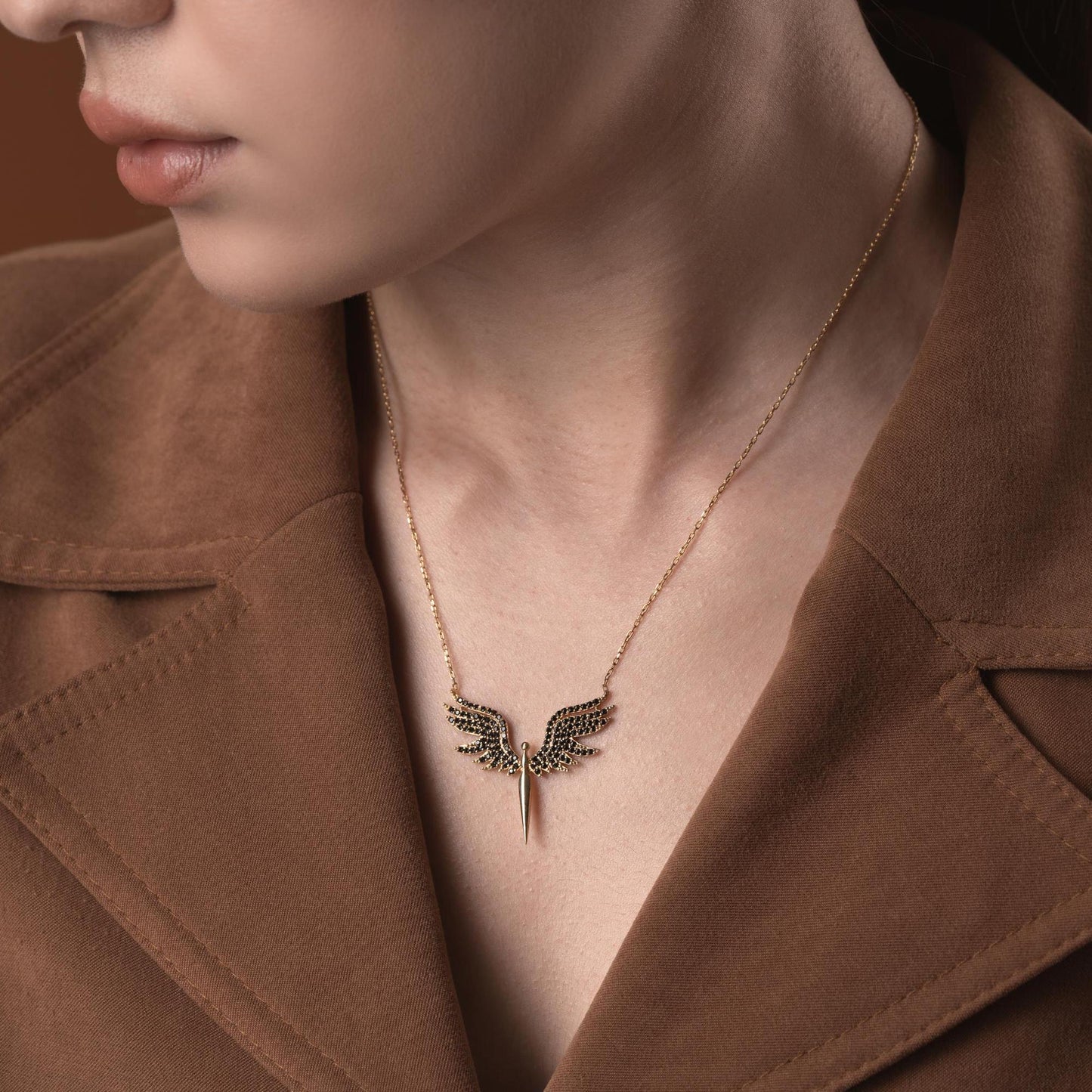 Archangel Michael Necklace • 925 Sterling Silver • Black CZ Stones • Adjustable Chain • Spiritual Jewelry • Protection Amulet