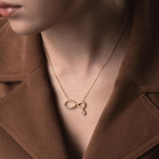 Infinity Necklace with Heart Charm • 925 Sterling Silver & Gold Plated • Dainty Pendant for Women • Elegant Symbolic Jewelry • Gift for Her