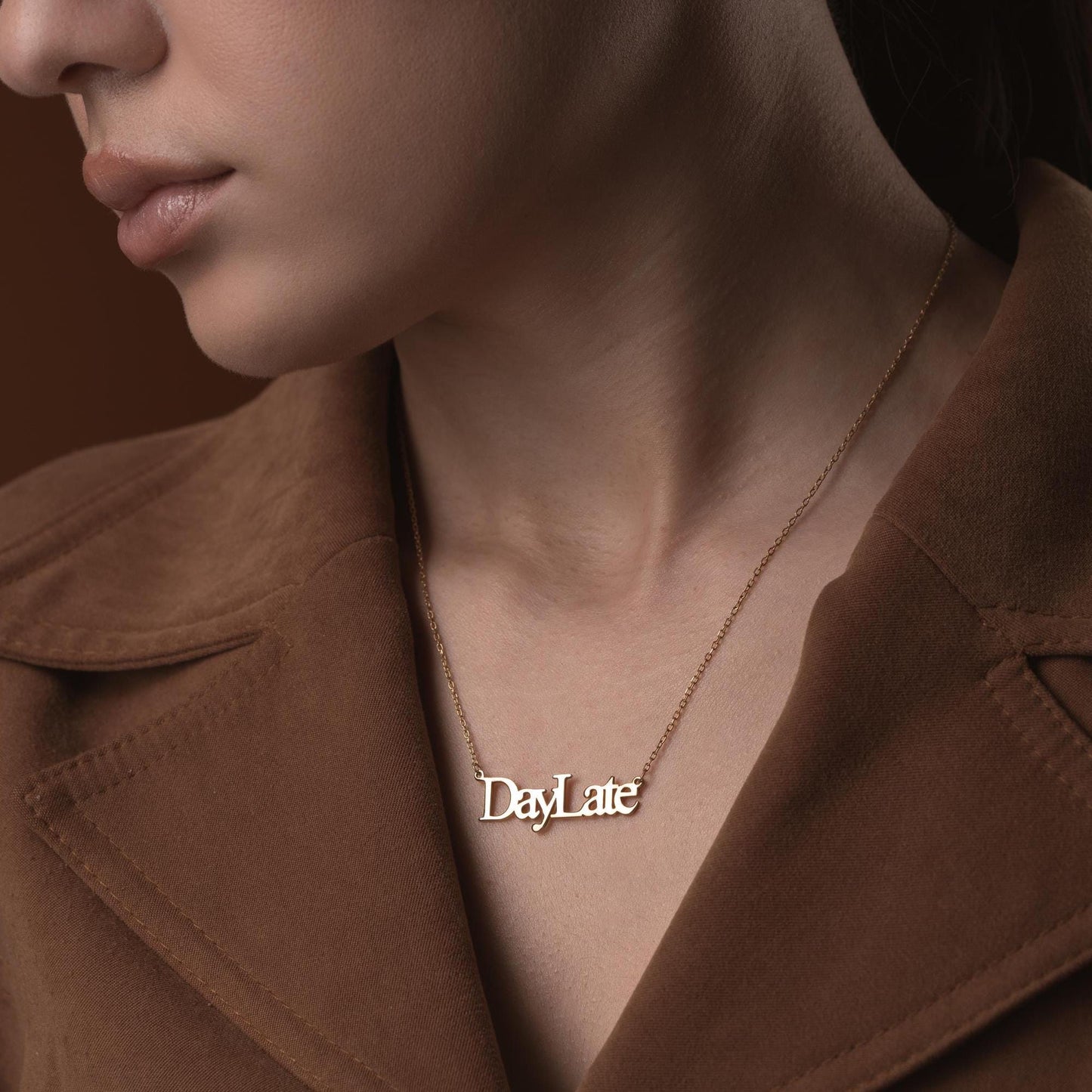 Custom Name Necklace • 925 Sterling Silver • Gold Plated • Personalized Word Pendant • Minimalist Jewelry • Gift for Women & Men