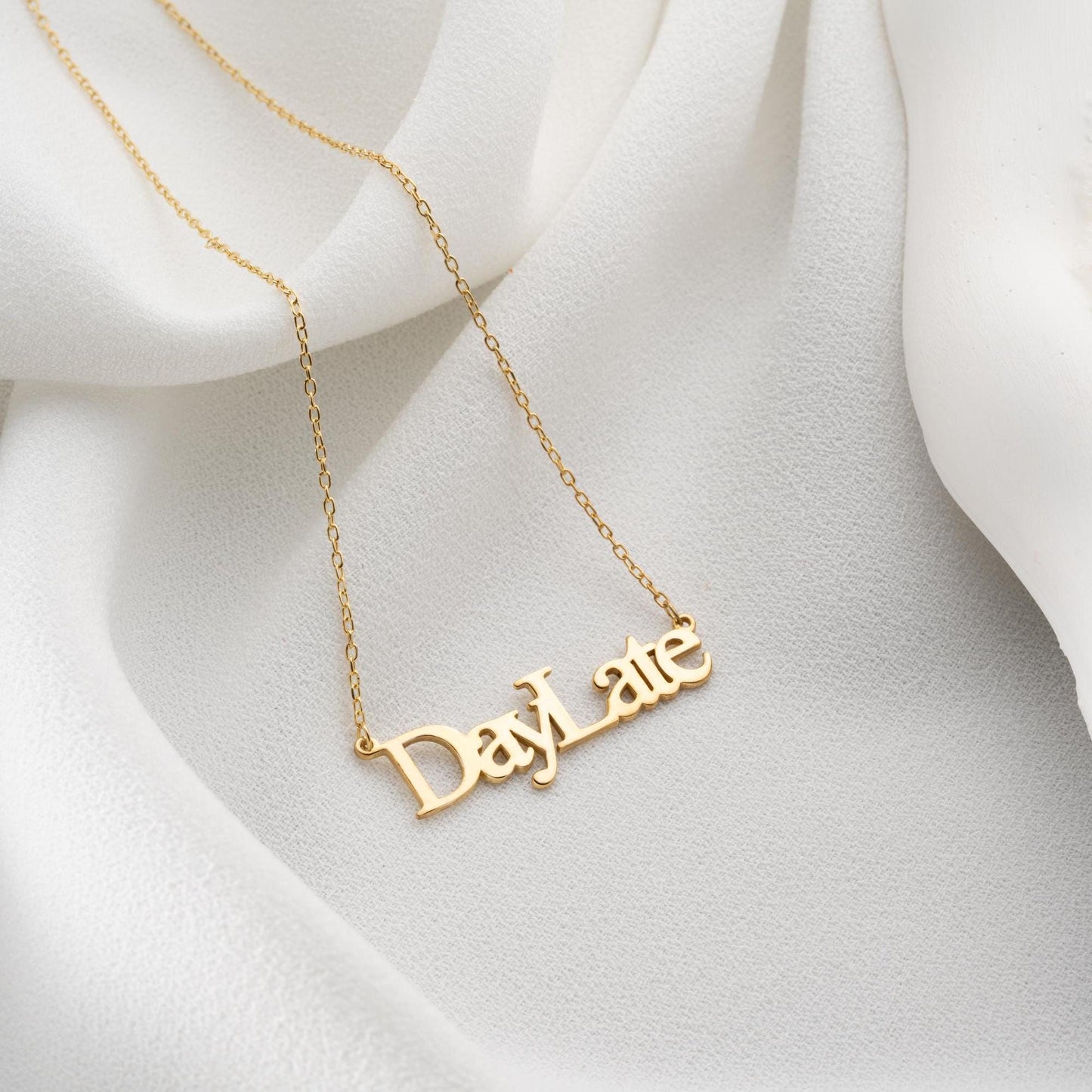 Custom Name Necklace • 925 Sterling Silver • Gold Plated • Personalized Word Pendant • Minimalist Jewelry • Gift for Women & Men