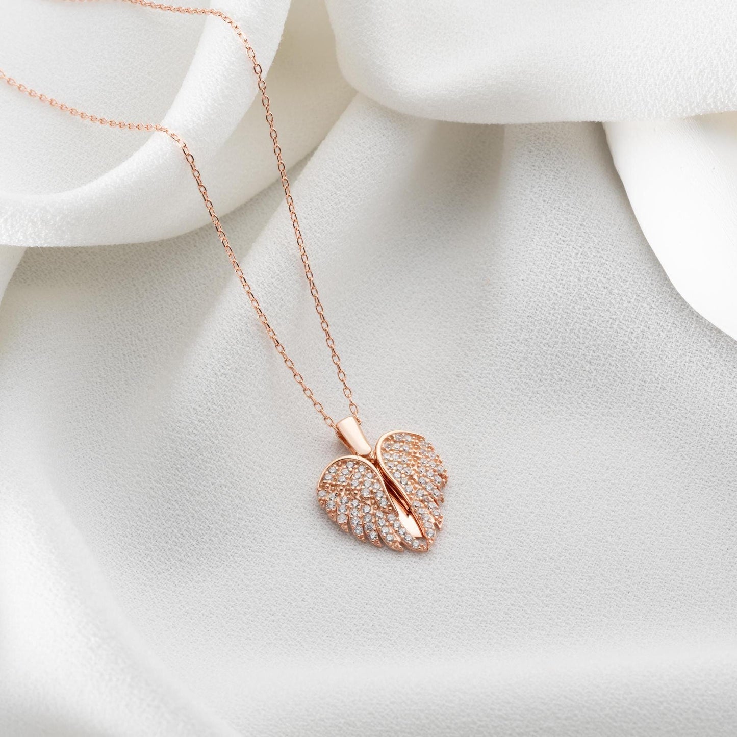 Personalized Angel Wing Necklace • 925 Silver & 14K Gold Plated • Custom Engraved Pendant • Thoughtful Birthday Gift • Memorial Gift for Her