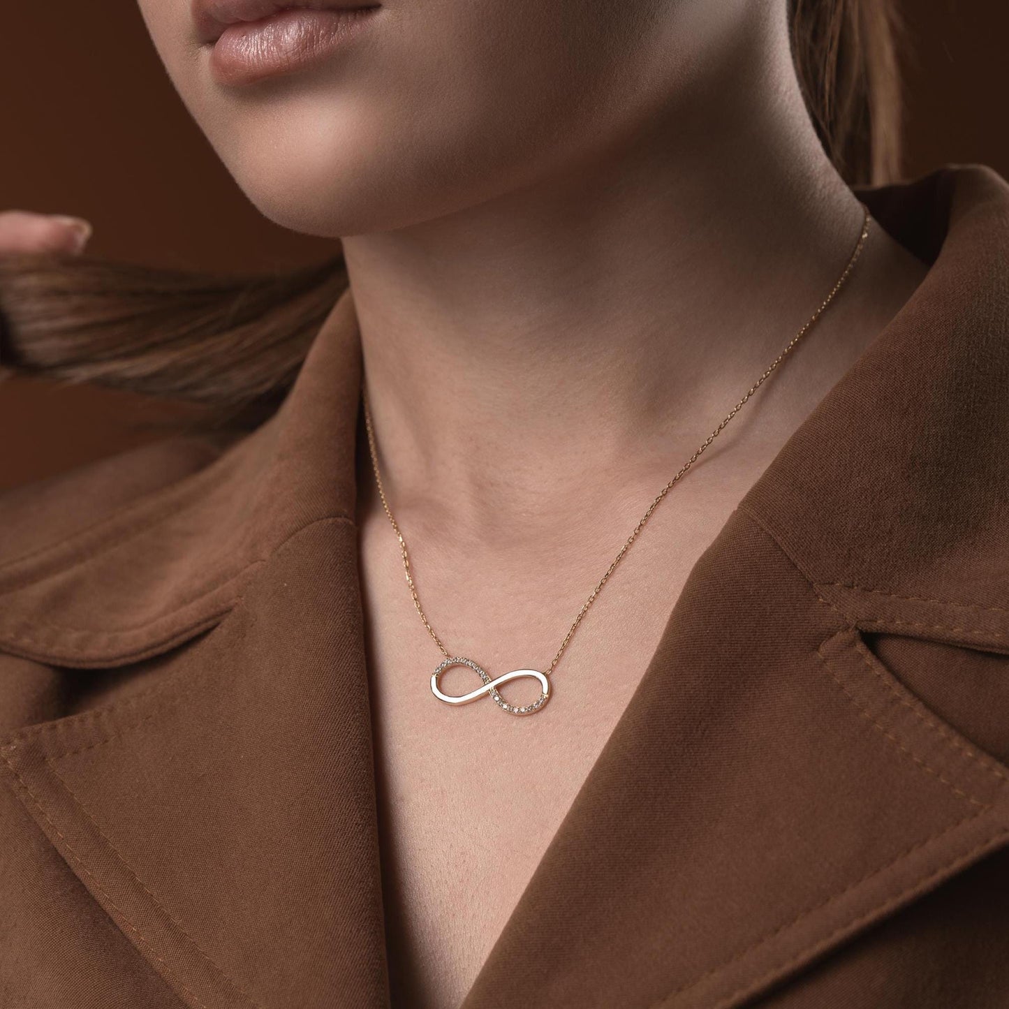 Infinity Necklace • 925 Sterling Silver & Gold Plated • Dainty Zircon Pendant • Minimalist Jewelry for Women • Elegant Gift for Her