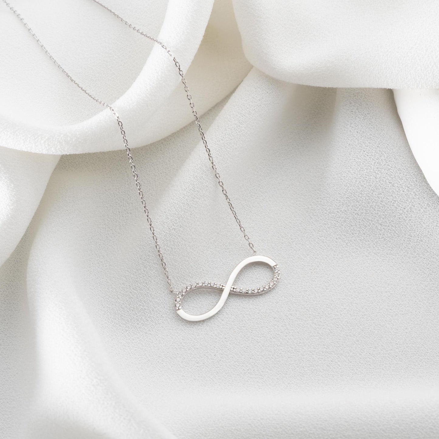 Infinity Necklace • 925 Sterling Silver & Gold Plated • Dainty Zircon Pendant • Minimalist Jewelry for Women • Elegant Gift for Her