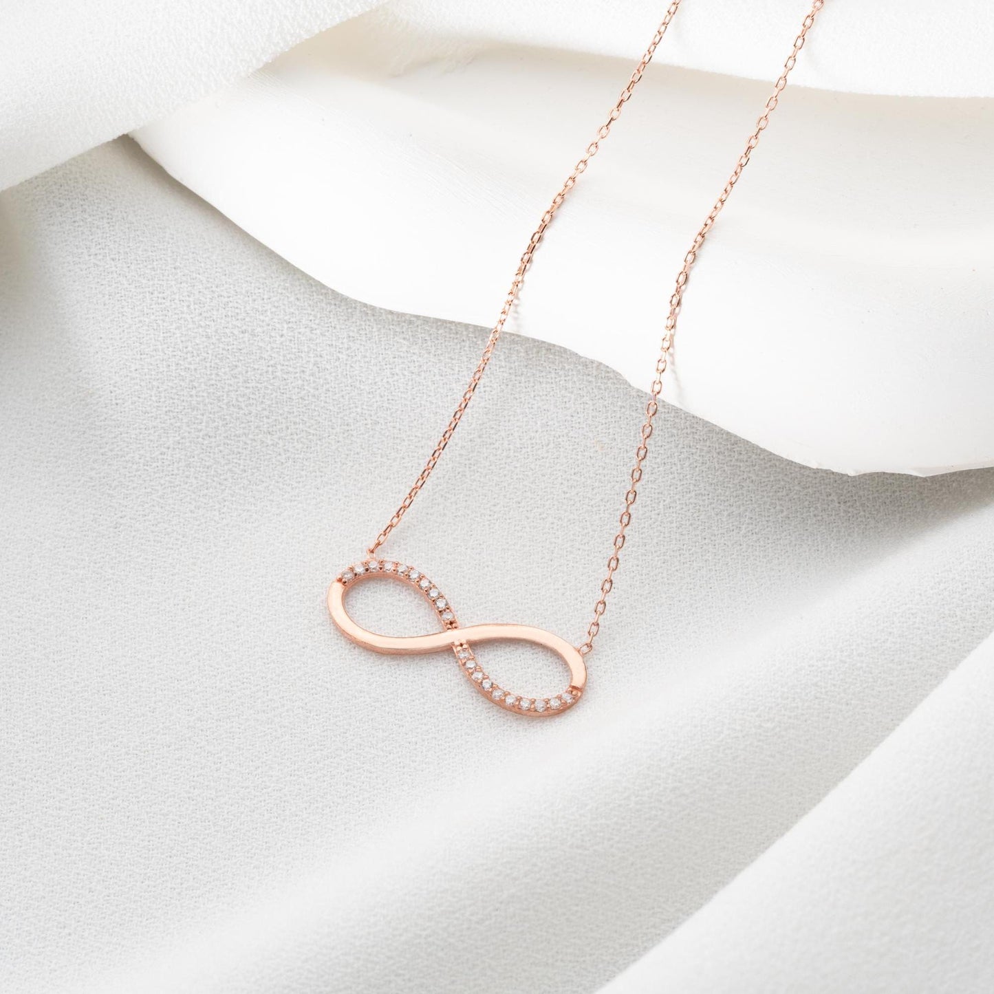 Infinity Necklace • 925 Sterling Silver & Gold Plated • Dainty Zircon Pendant • Minimalist Jewelry for Women • Elegant Gift for Her