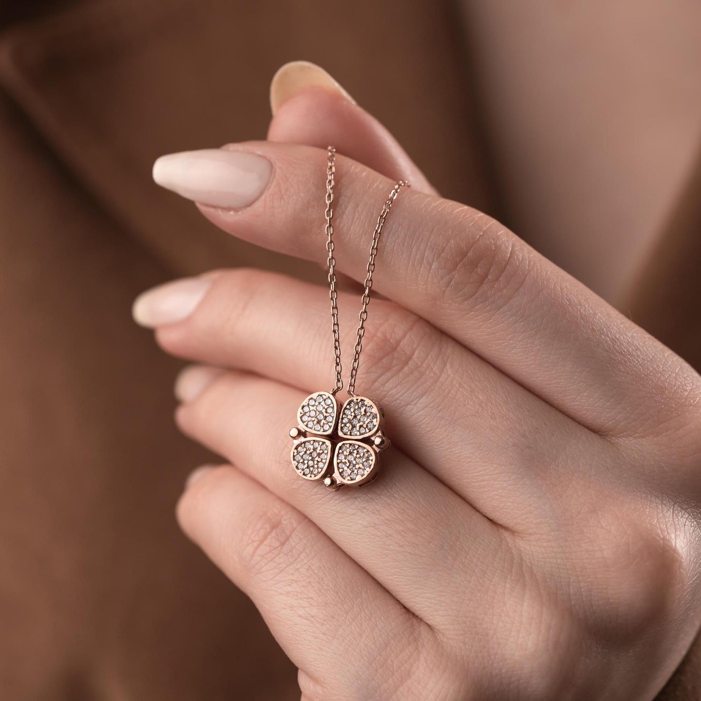 Convertible Heart Clover Necklace • 925 Sterling Silver & Gold Plated • Magnetic Transforming Pendant • Adjustable Chain Jewelry