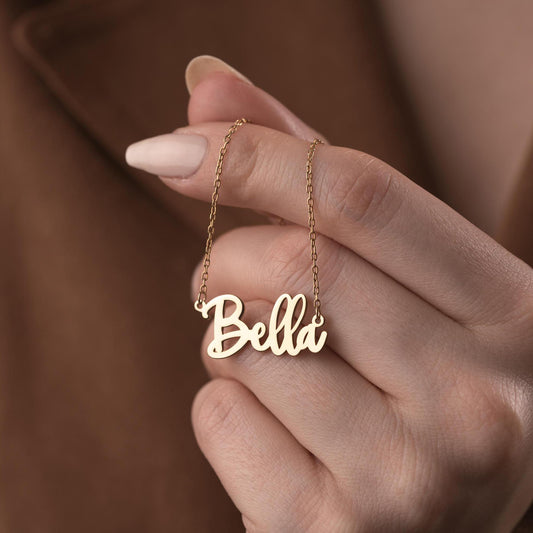 Custom Name Necklace • 925 Sterling Silver • 14K Gold Plated • Personalized Word Pendant • Minimalist Jewelry • Gift for Women & Men