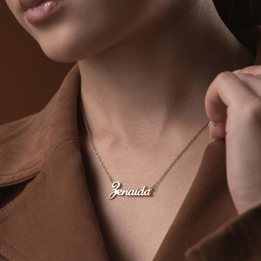 Custom Name Necklace • 925 Sterling Silver • Gold Plated • Personalized Word Pendant • Minimalist Jewelry • Gift for Women & Men