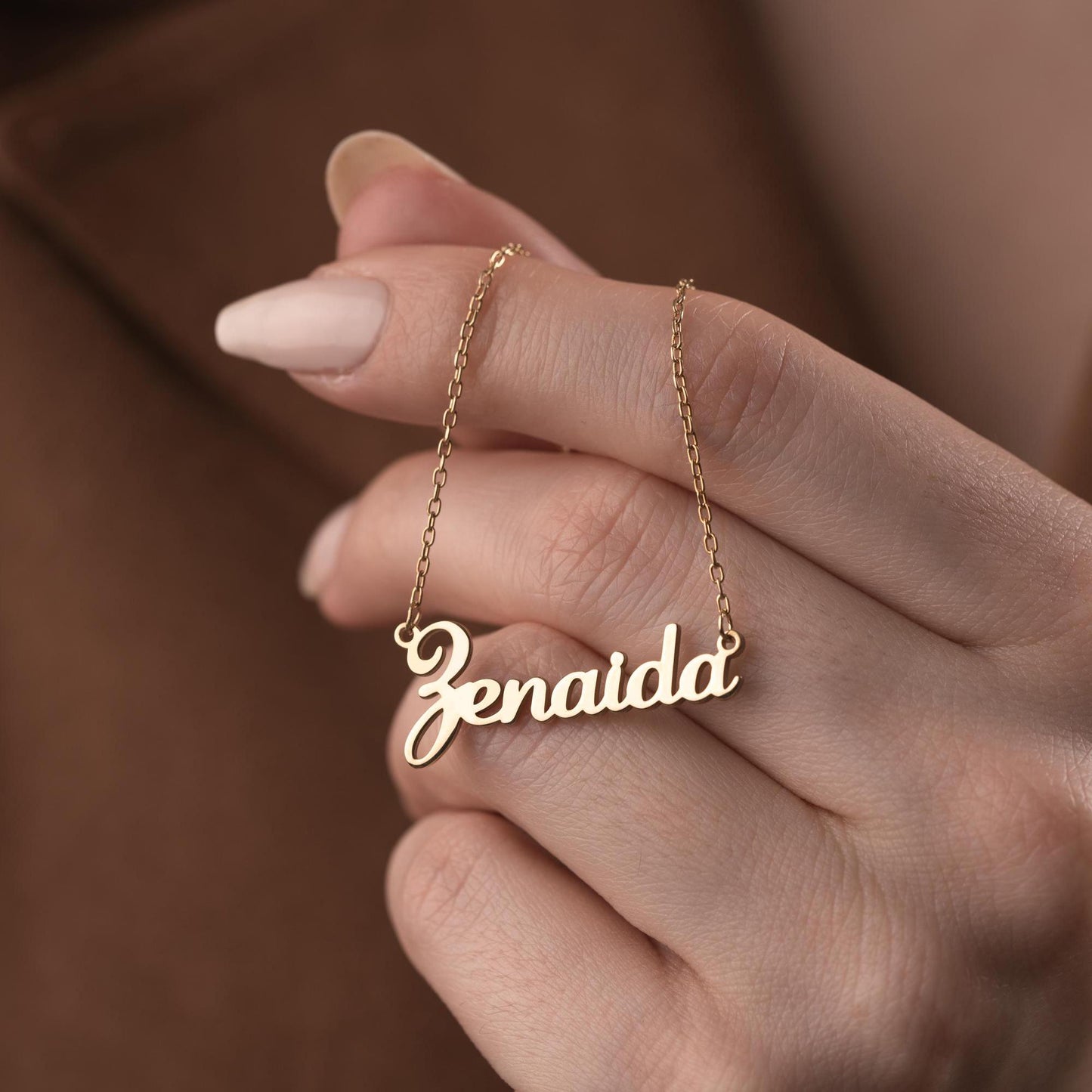 Custom Name Necklace • 925 Sterling Silver • Gold Plated • Personalized Word Pendant • Minimalist Jewelry • Gift for Women & Men