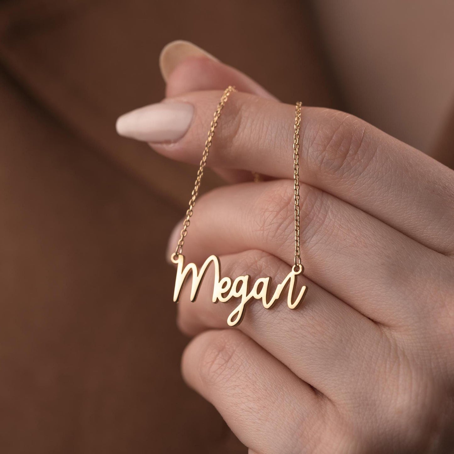 Custom Name Necklace • 925 Sterling Silver • 14K Gold Plated • Personalized Word Pendant • Minimalist Jewelry • Gift for Women & Men