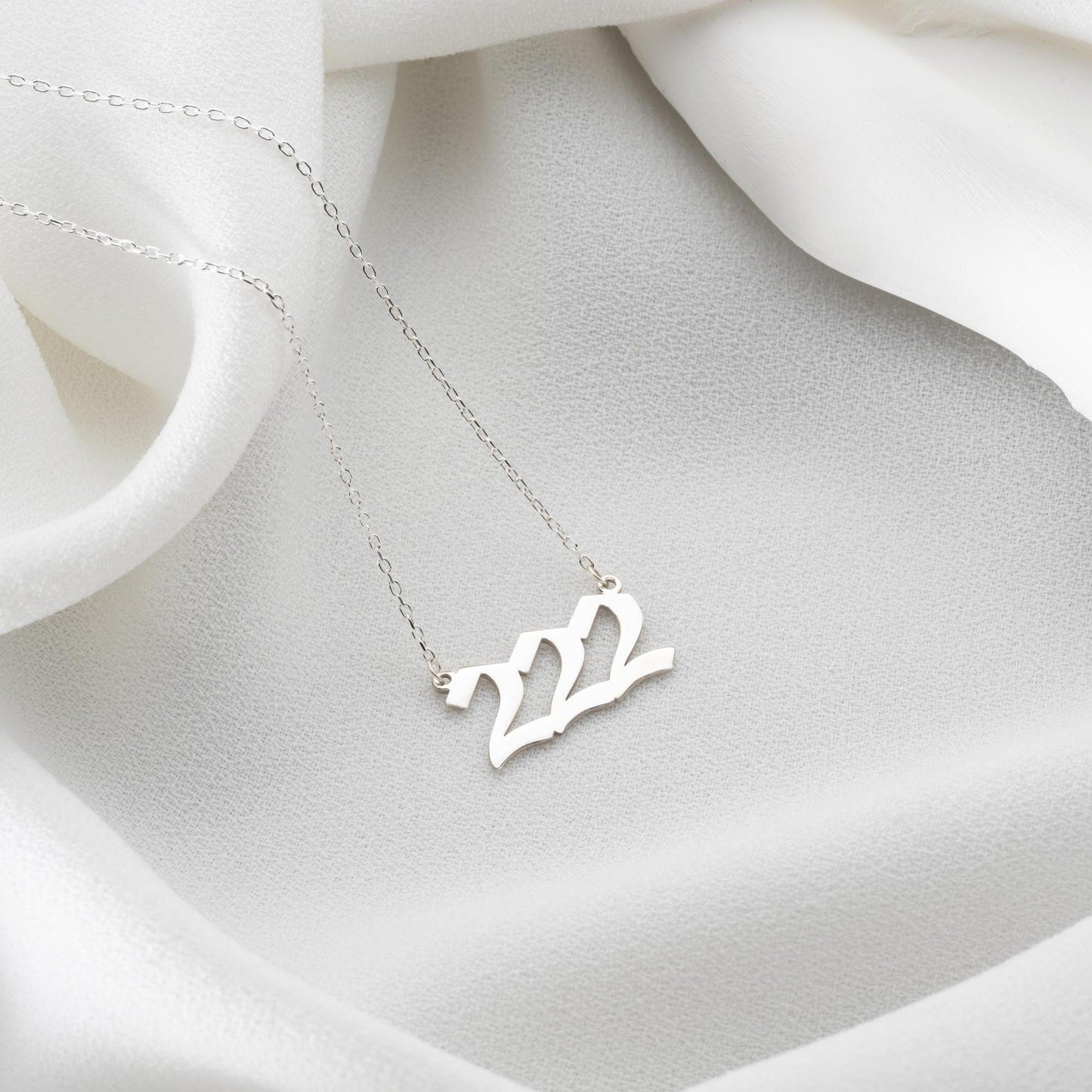 Angel number necklaces featuring numbers 111 to 999, crafted in 925 Sterling Silver with 14K Gold Plated options, ideal for spiritual and lucky gifting.