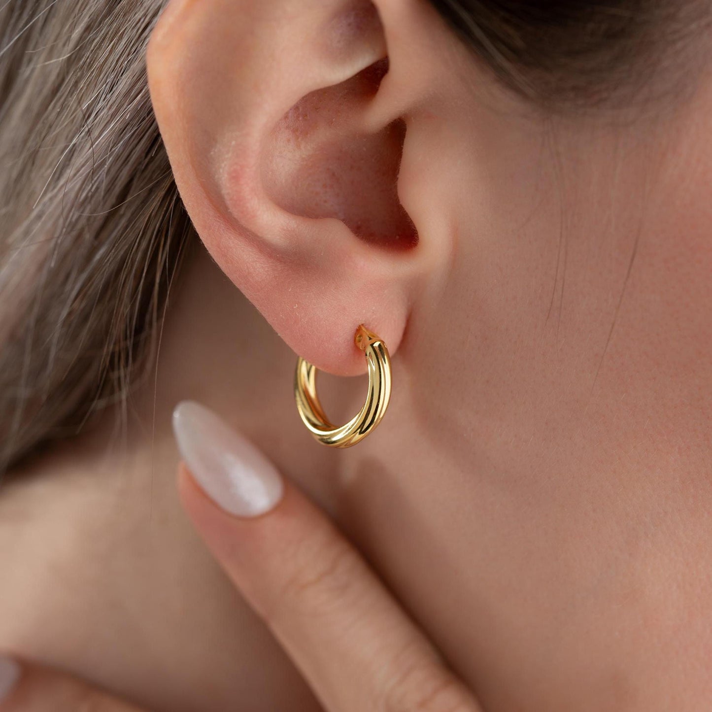 Double-layer hoop earrings crafted in 925 sterling silver and 14K gold-plated options, perfect for Christmas gifts or everyday elegance.