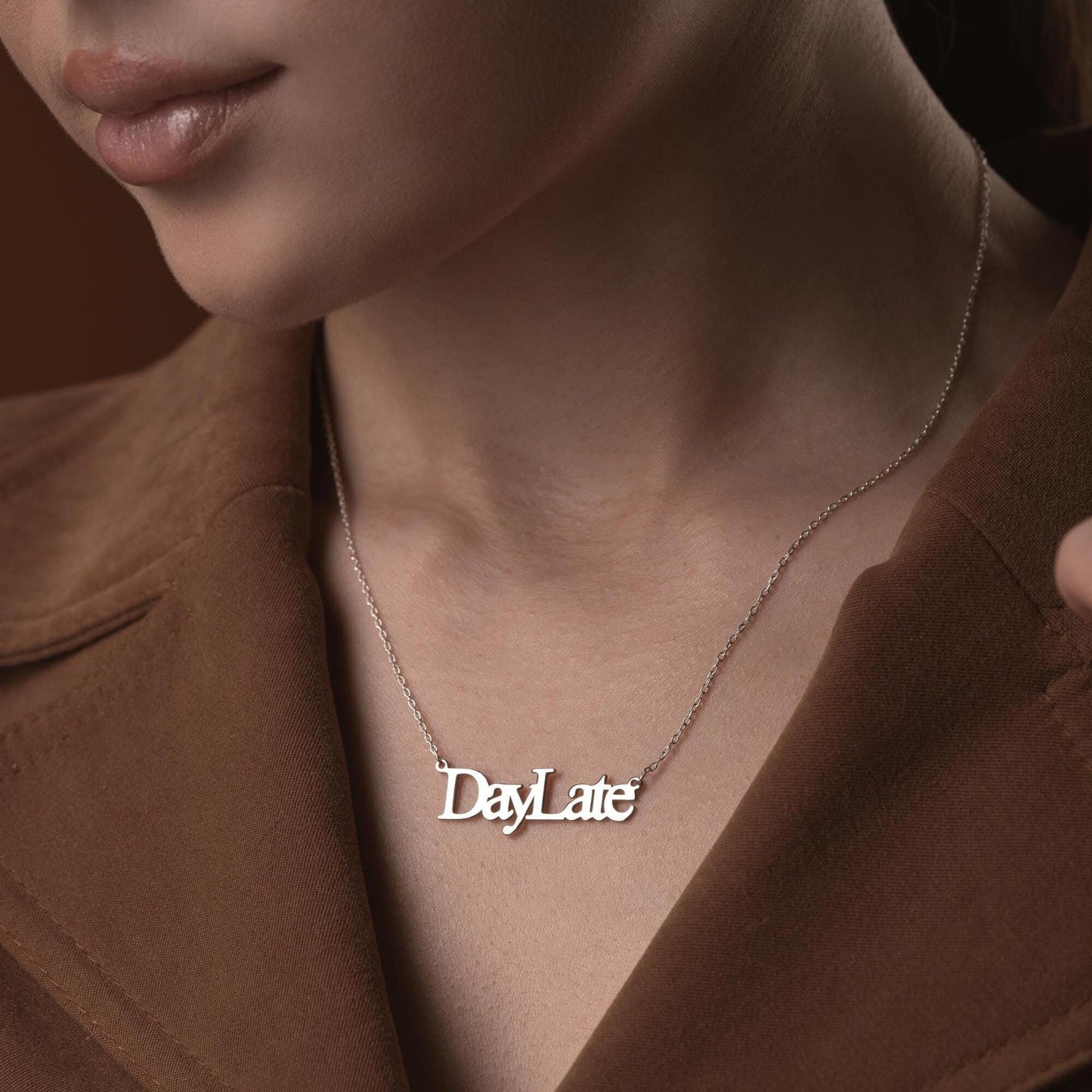 Custom Name Necklace • 925 Sterling Silver • Gold Plated • Personalized Word Pendant • Minimalist Jewelry • Gift for Women & Men