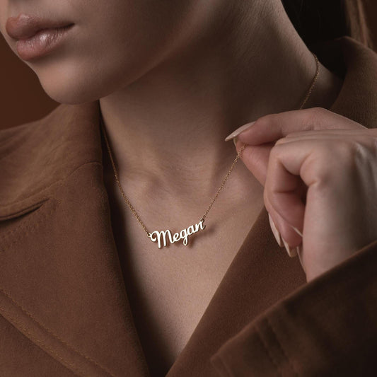 Custom Name Necklace • 925 Sterling Silver • 14K Gold Plated • Personalized Word Pendant • Minimalist Jewelry • Gift for Women & Men