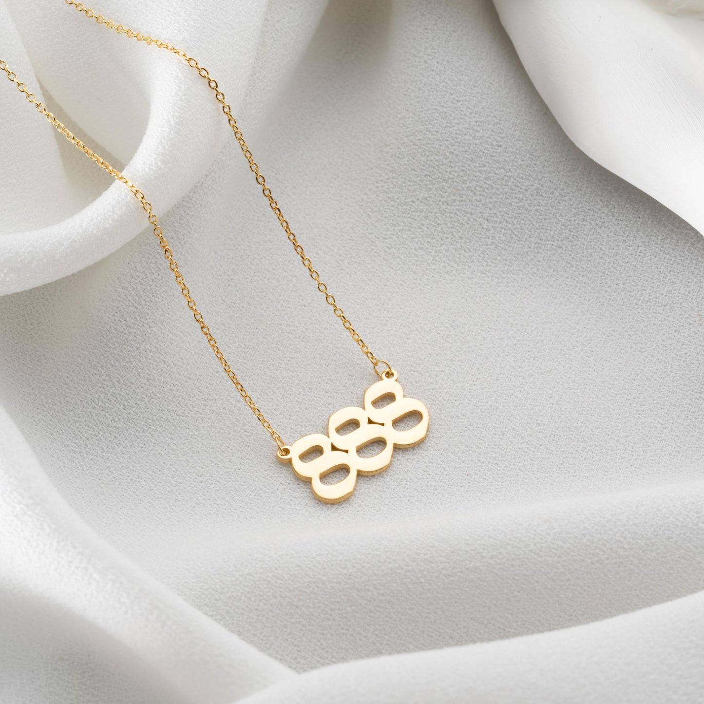 Angel number necklaces featuring numbers 111 to 999, crafted in 925 Sterling Silver with 14K Gold Plated options, ideal for spiritual and lucky gifting.