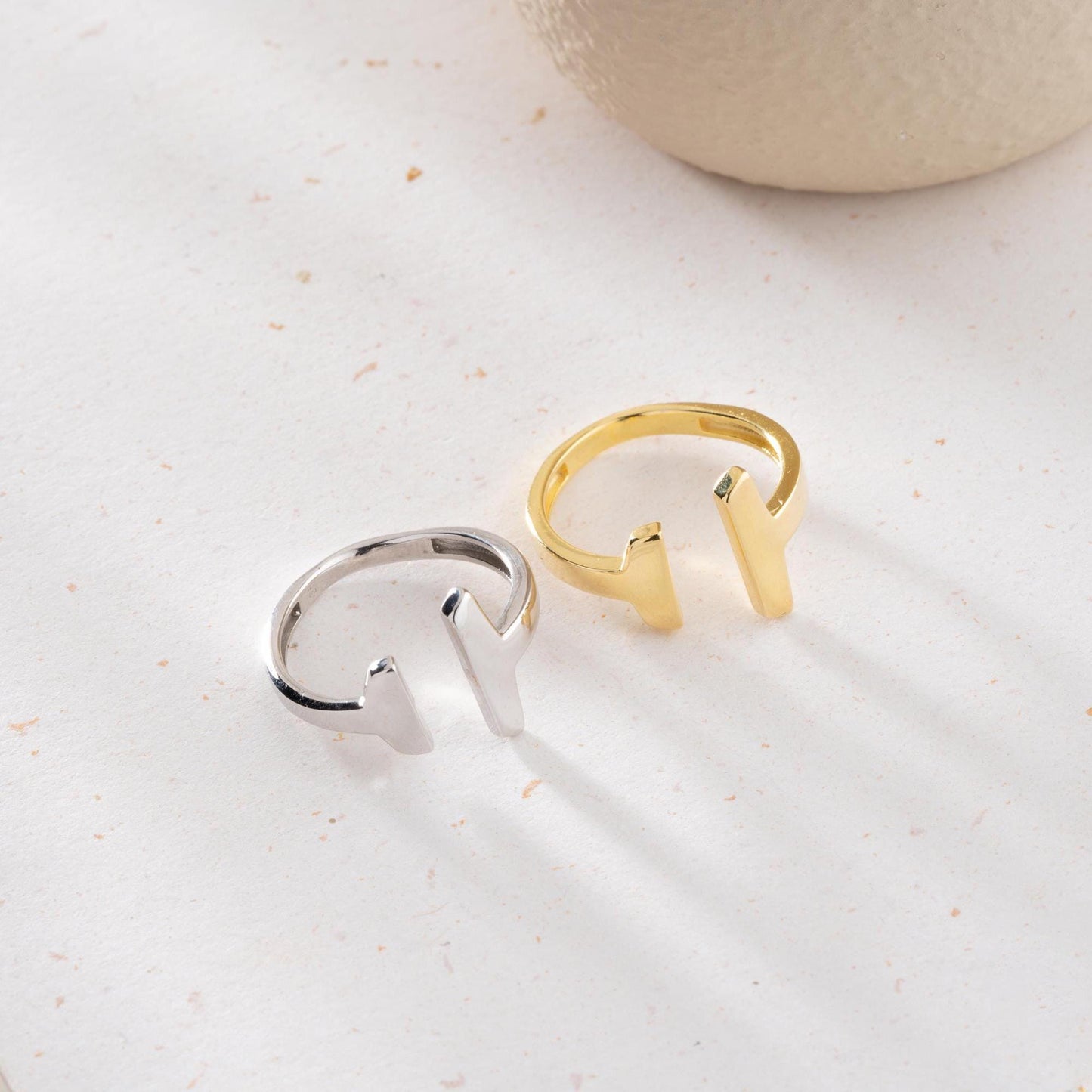 Minimalist T-Bar adjustable open ring, crafted from 925 Sterling Silver with 14K Gold and Rose Gold options. Elegant and perfect for gifting or everyday wear.
