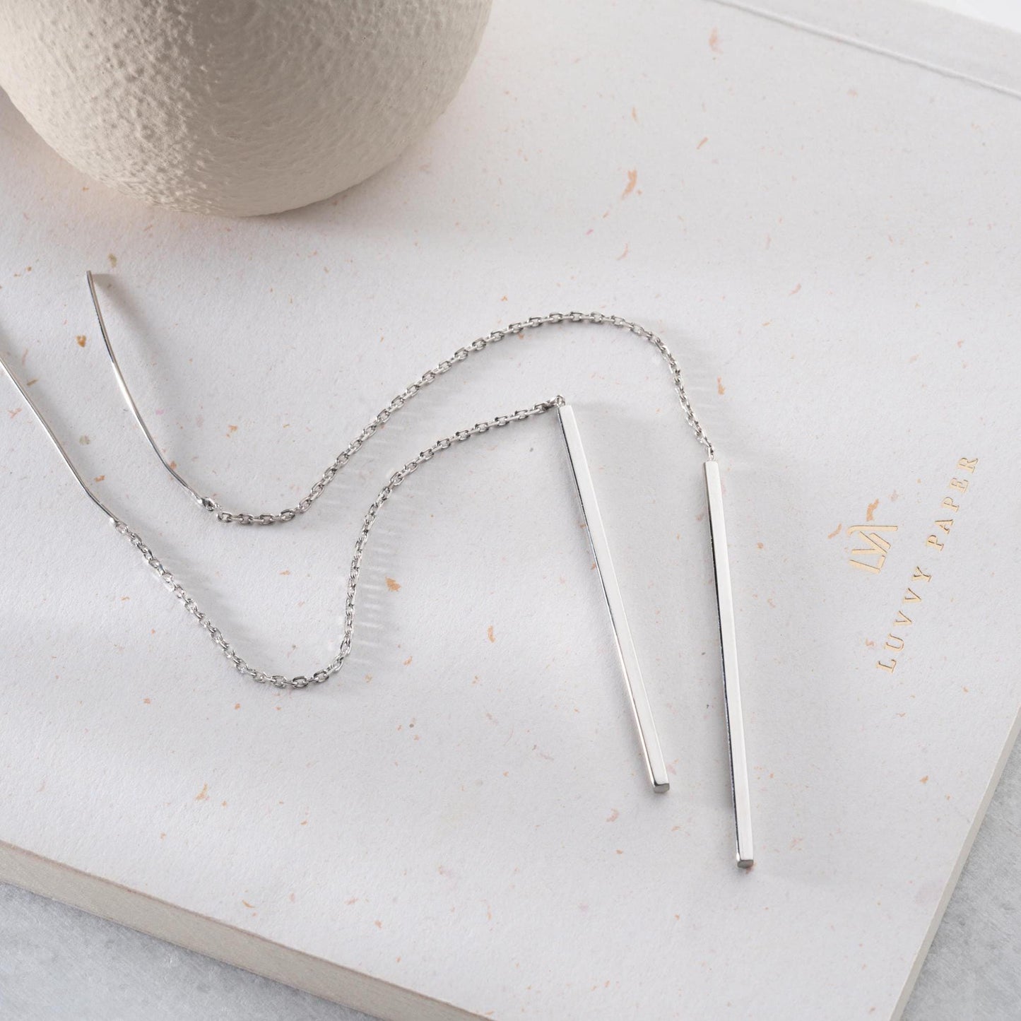Minimalist long drop earrings crafted in 14K gold plated and 925 sterling silver, perfect for gifting