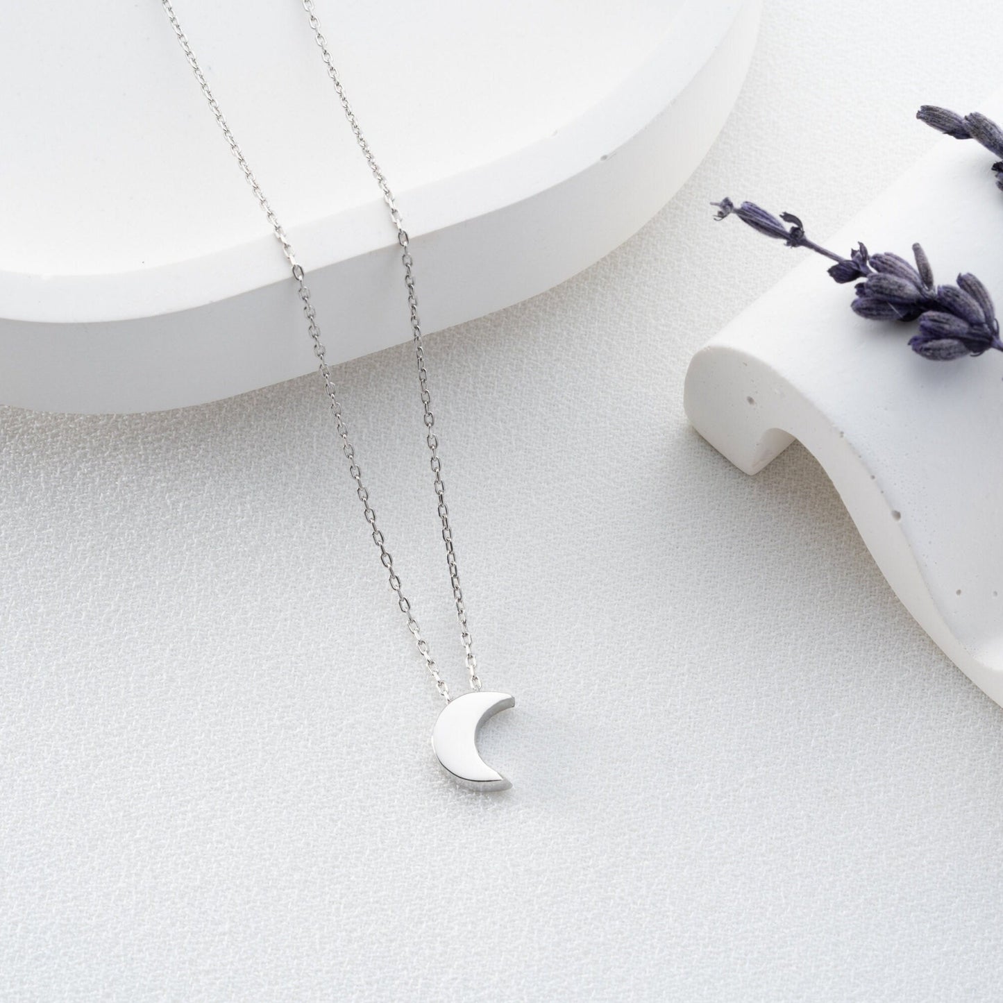 Crescent Moon Necklace • 925 Sterling Silver Pendant • Minimalist Jewelry for Women • Dainty Gift • Lunar Charm Necklace