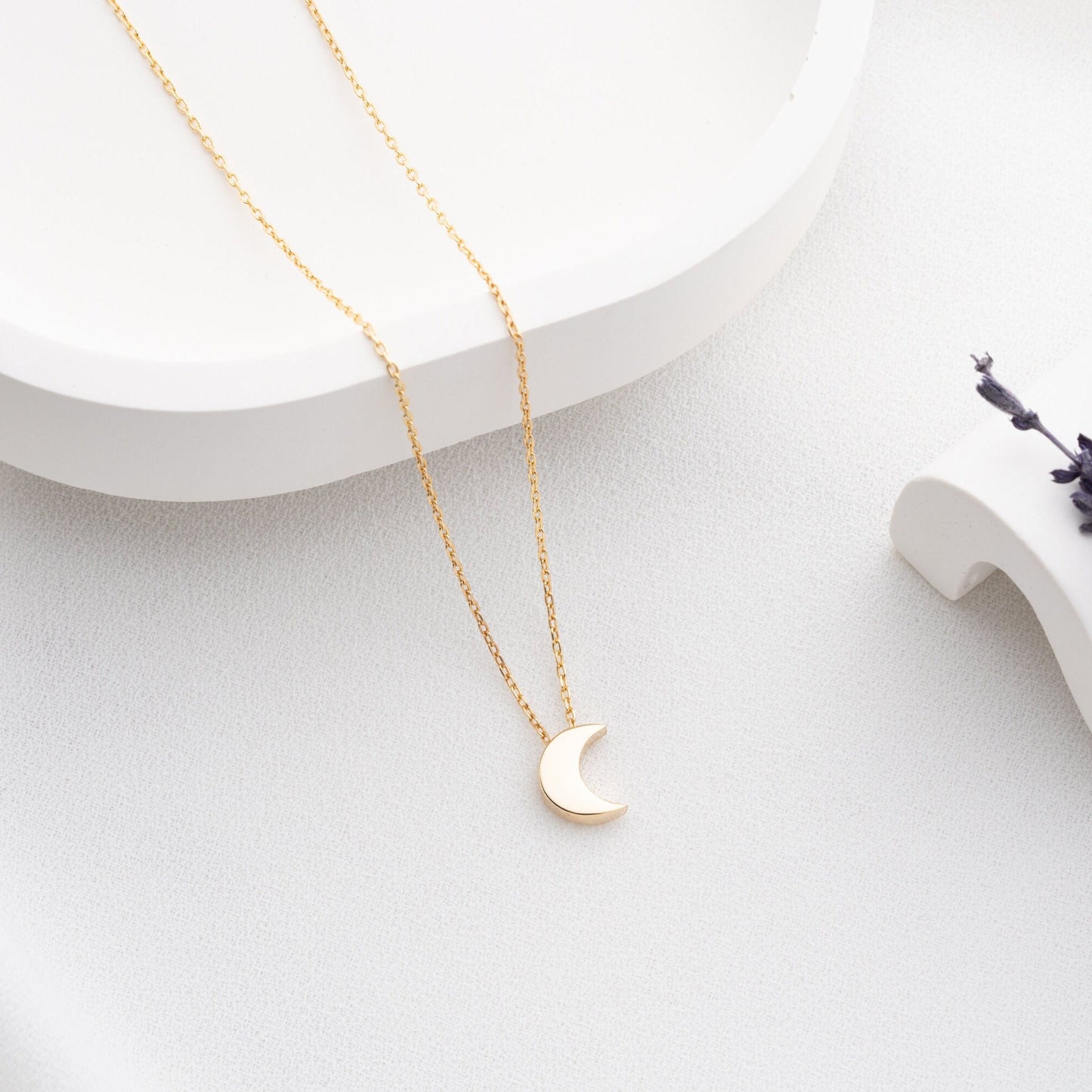 Crescent Moon Necklace • 925 Sterling Silver Pendant • Minimalist Jewelry for Women • Dainty Gift • Lunar Charm Necklace