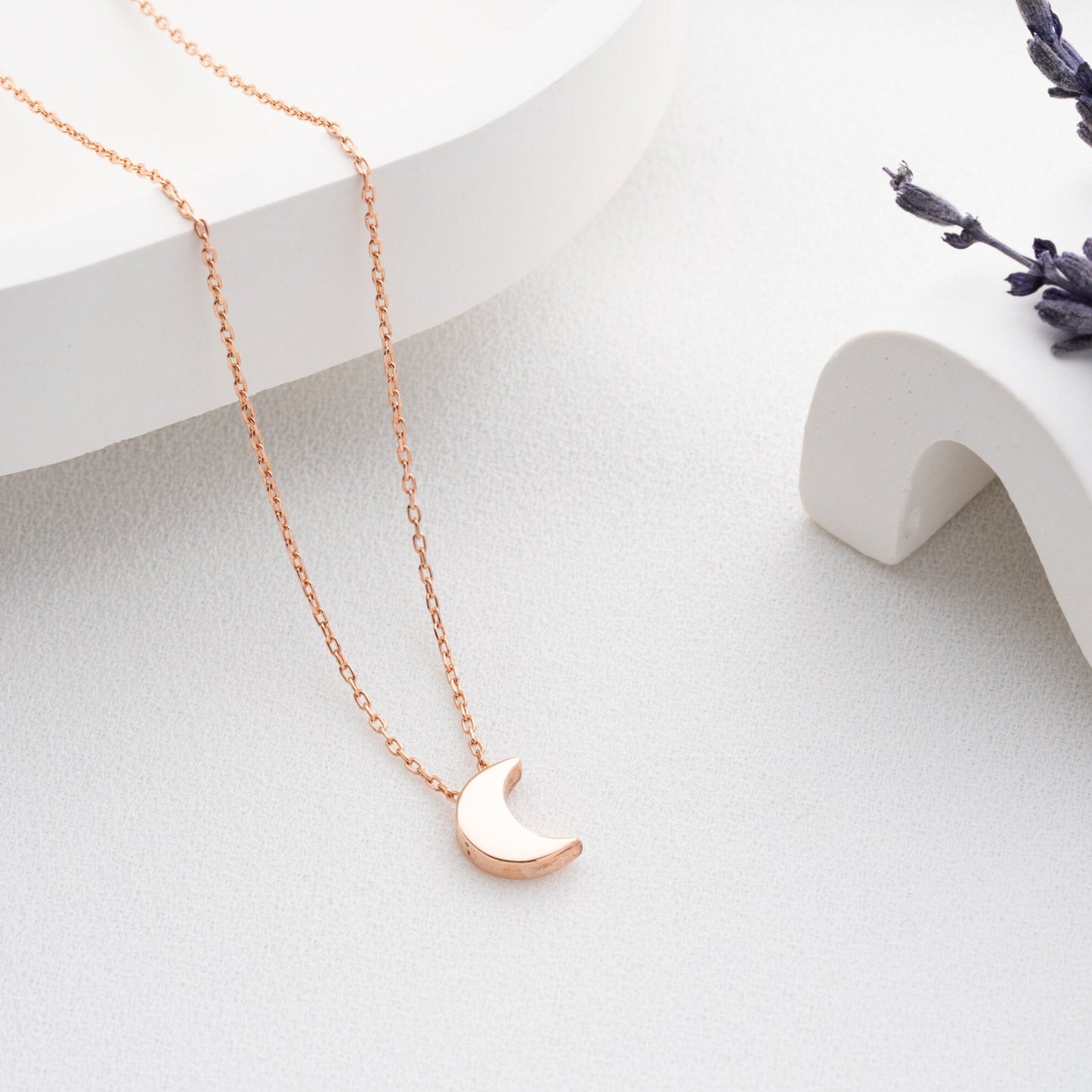 Crescent Moon Necklace • 925 Sterling Silver Pendant • Minimalist Jewelry for Women • Dainty Gift • Lunar Charm Necklace