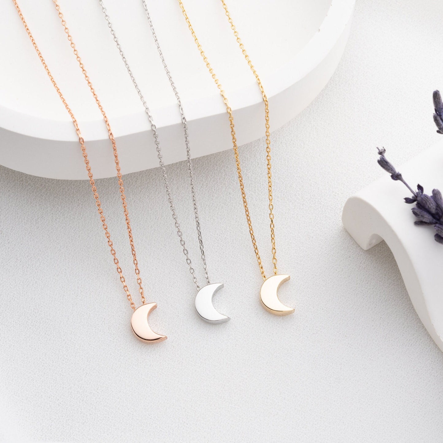 Crescent Moon Necklace • 925 Sterling Silver Pendant • Minimalist Jewelry for Women • Dainty Gift • Lunar Charm Necklace