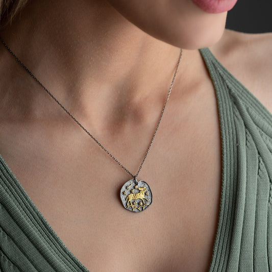 Aries Zodiac Necklace • 925 Sterling Silver • Gold-Plated Astrology Pendant • Ram Horoscope Jewelry • Aries Gift for Her