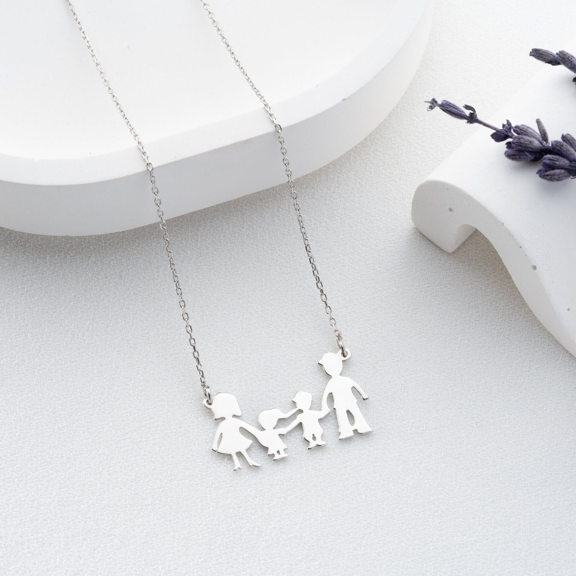 Personalized Family Necklace • 925 Sterling Silver Custom Pendant • Adjustable Chain Jewelry • Mother’s Day Gift • Meaningful Gift for Mom