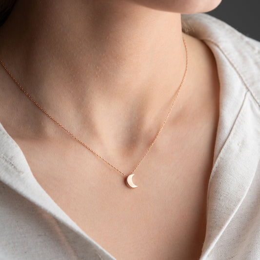 Crescent Moon Necklace • 925 Sterling Silver Pendant • Minimalist Jewelry for Women • Dainty Gift • Lunar Charm Necklace