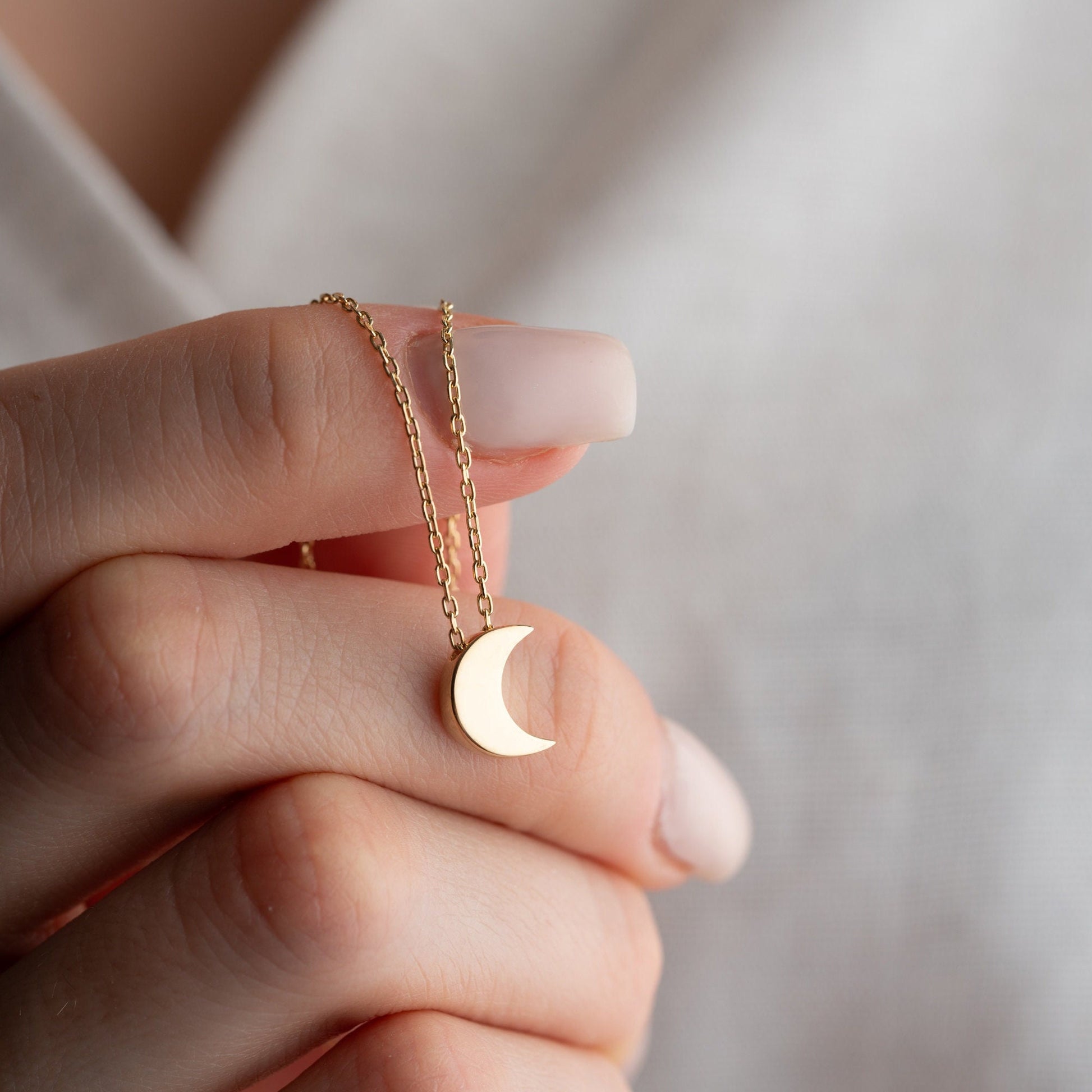 Crescent Moon Necklace • 925 Sterling Silver Pendant • Minimalist Jewelry for Women • Dainty Gift • Lunar Charm Necklace