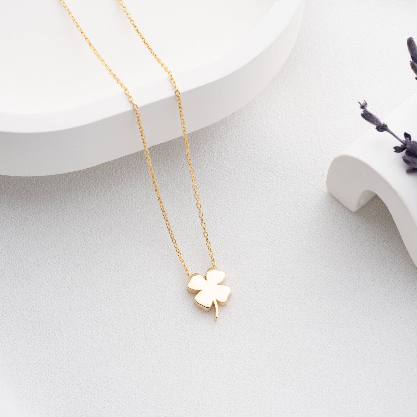 Elegant 925 Sterling Silver Four-Leaf Clover Necklace on a white background