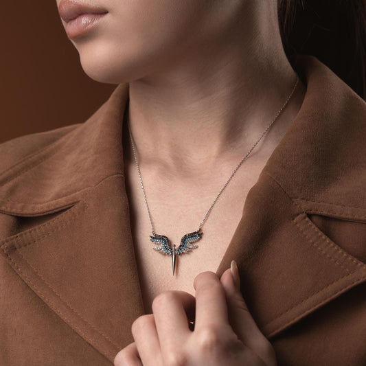 Archangel Michael Necklace with Zircon Stones • 925 Sterling Silver & Gold Plated Handmade Protective Charm Pendant • Spiritual Gift for Her