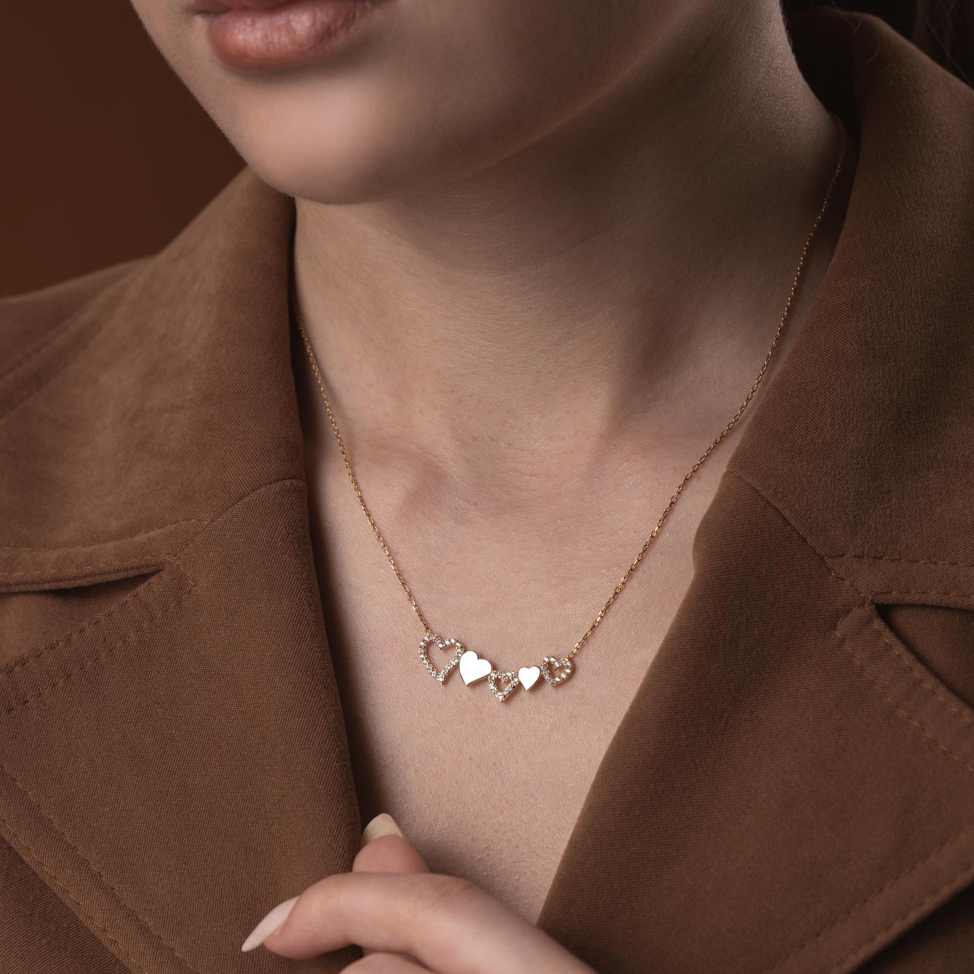 Five Hearts Necklace • 925 Sterling Silver Pendant • Romantic Jewelry for Women • Anniversary Gift • Minimalist Heart Chain