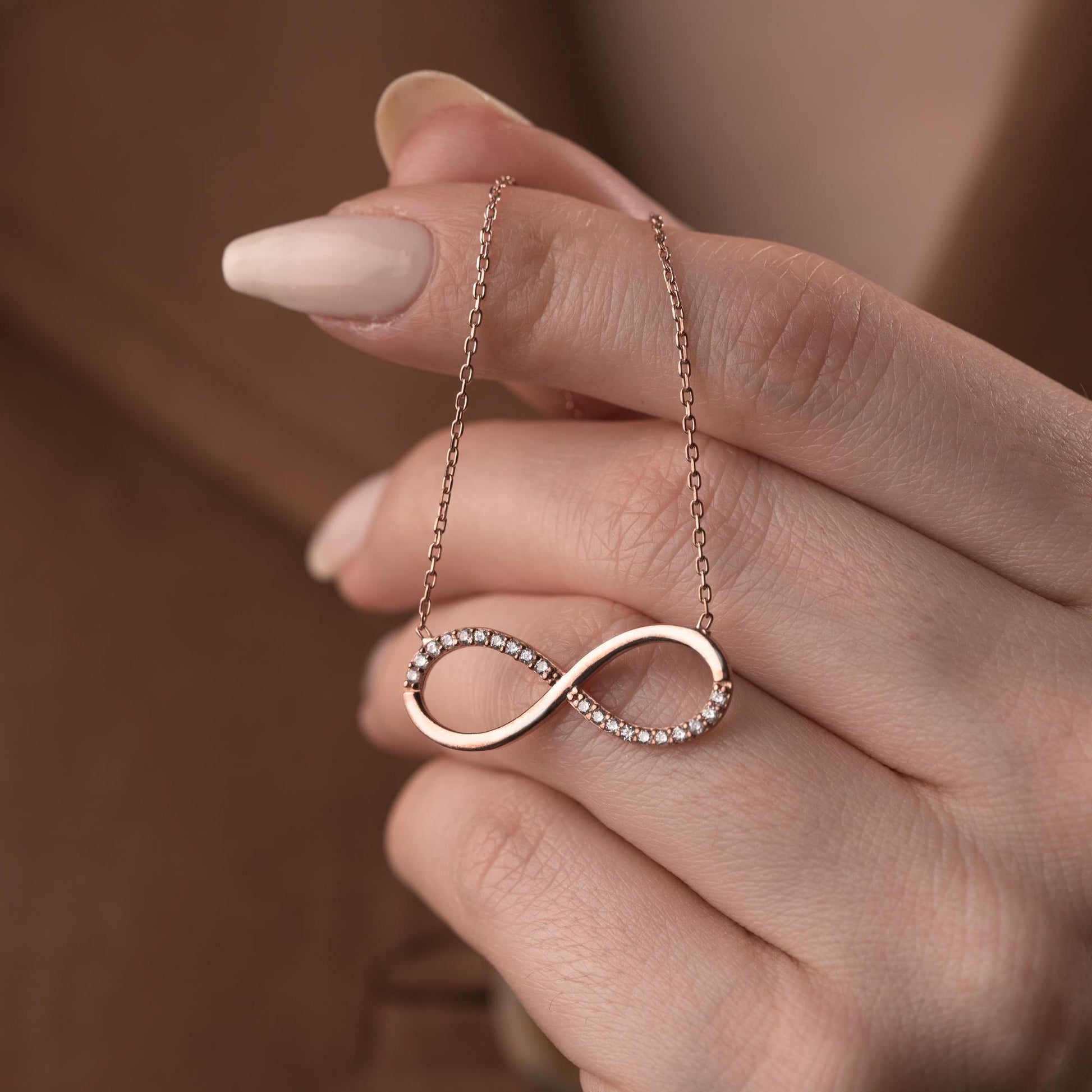 Infinity Necklace • 925 Sterling Silver & Gold Plated • Dainty Zircon Pendant • Minimalist Jewelry for Women • Elegant Gift for Her