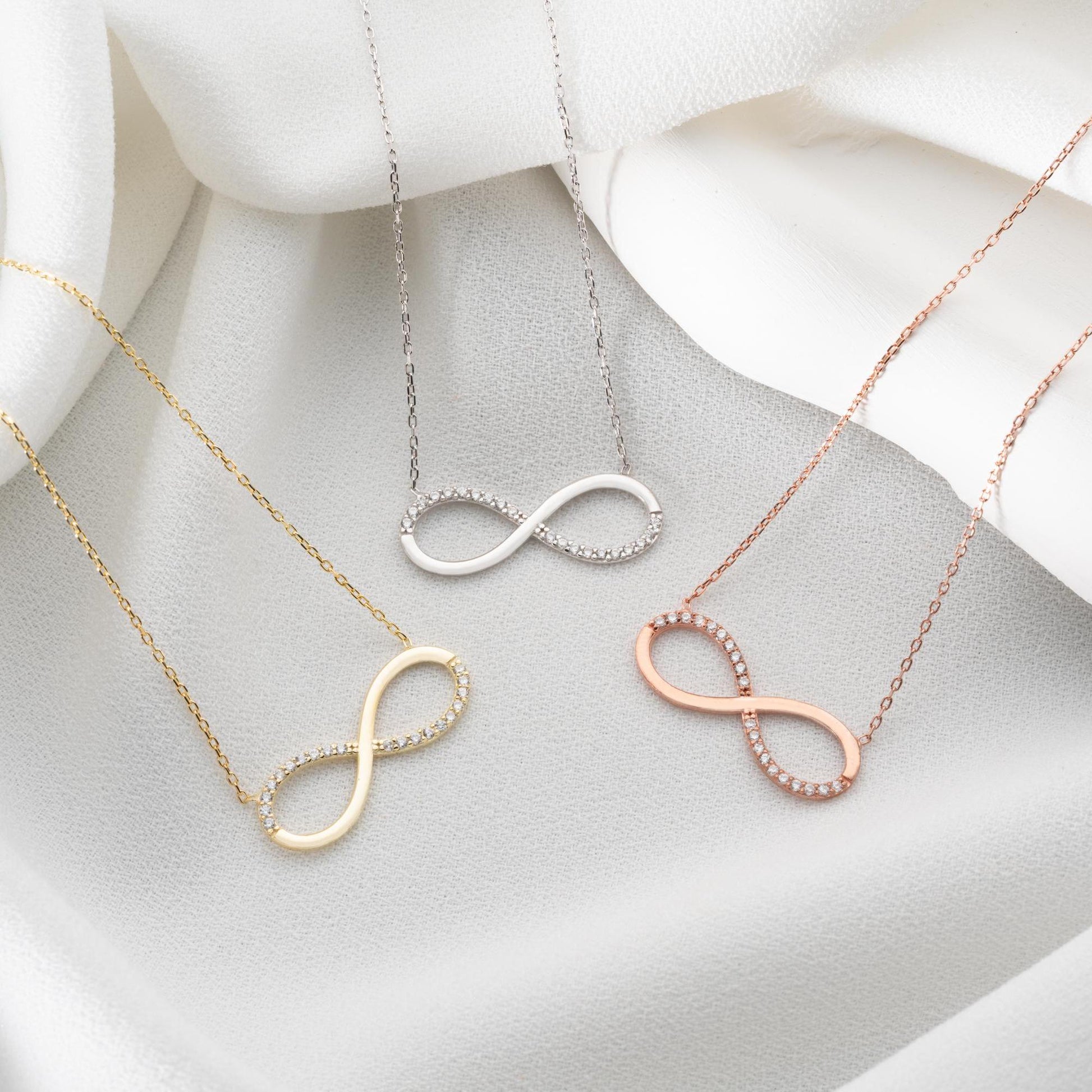 Infinity Necklace • 925 Sterling Silver & Gold Plated • Dainty Zircon Pendant • Minimalist Jewelry for Women • Elegant Gift for Her