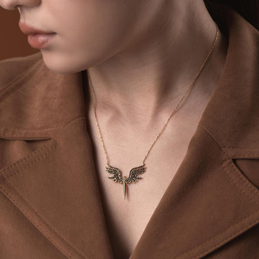 Archangel Michael Necklace • 925 Sterling Silver • Black CZ Stones • Adjustable Chain • Spiritual Jewelry • Protection Amulet