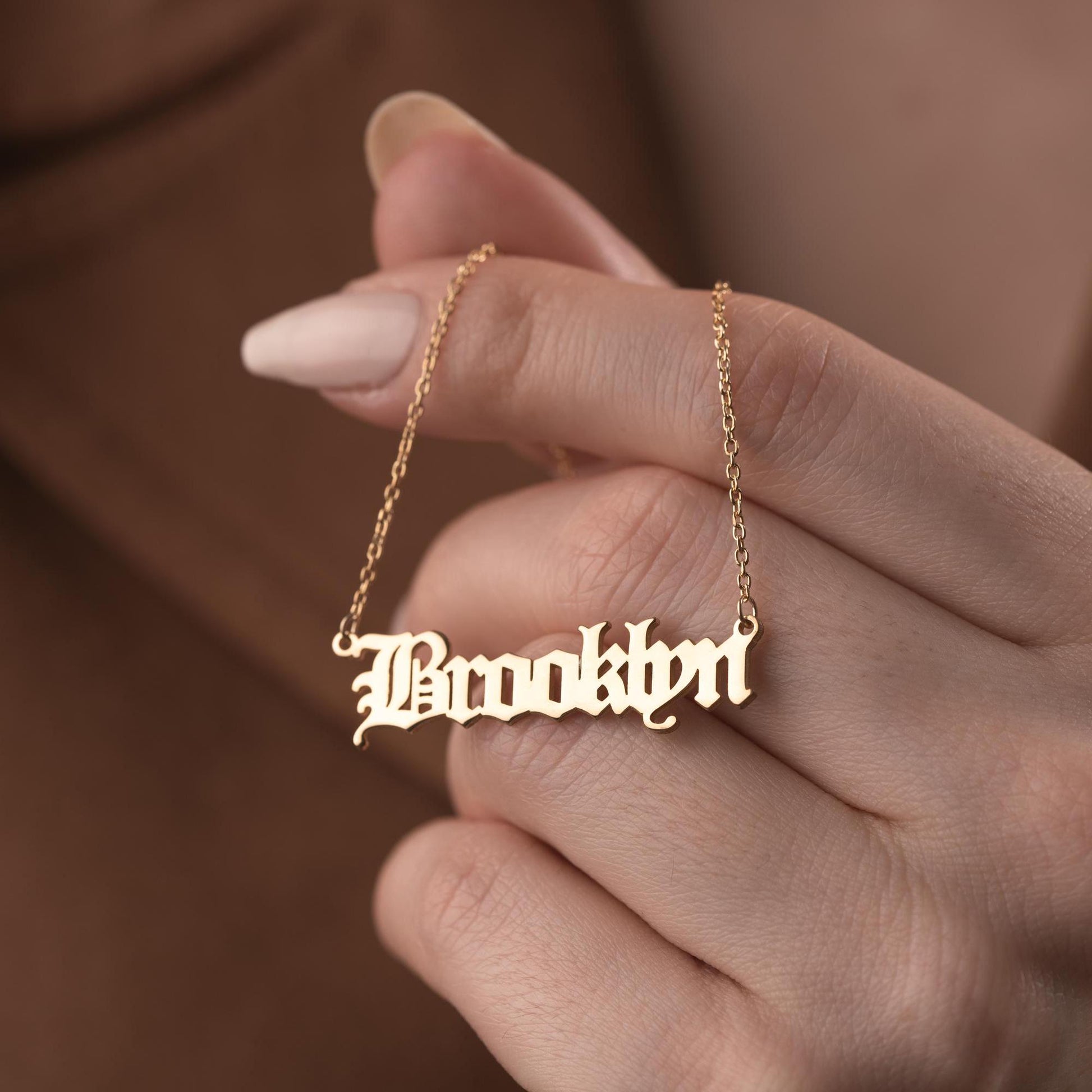Custom Name Necklace • 925 Sterling Silver • 14K Gold Plated • Personalized Word Pendant • Minimalist Jewelry • Gift for Women & Men
