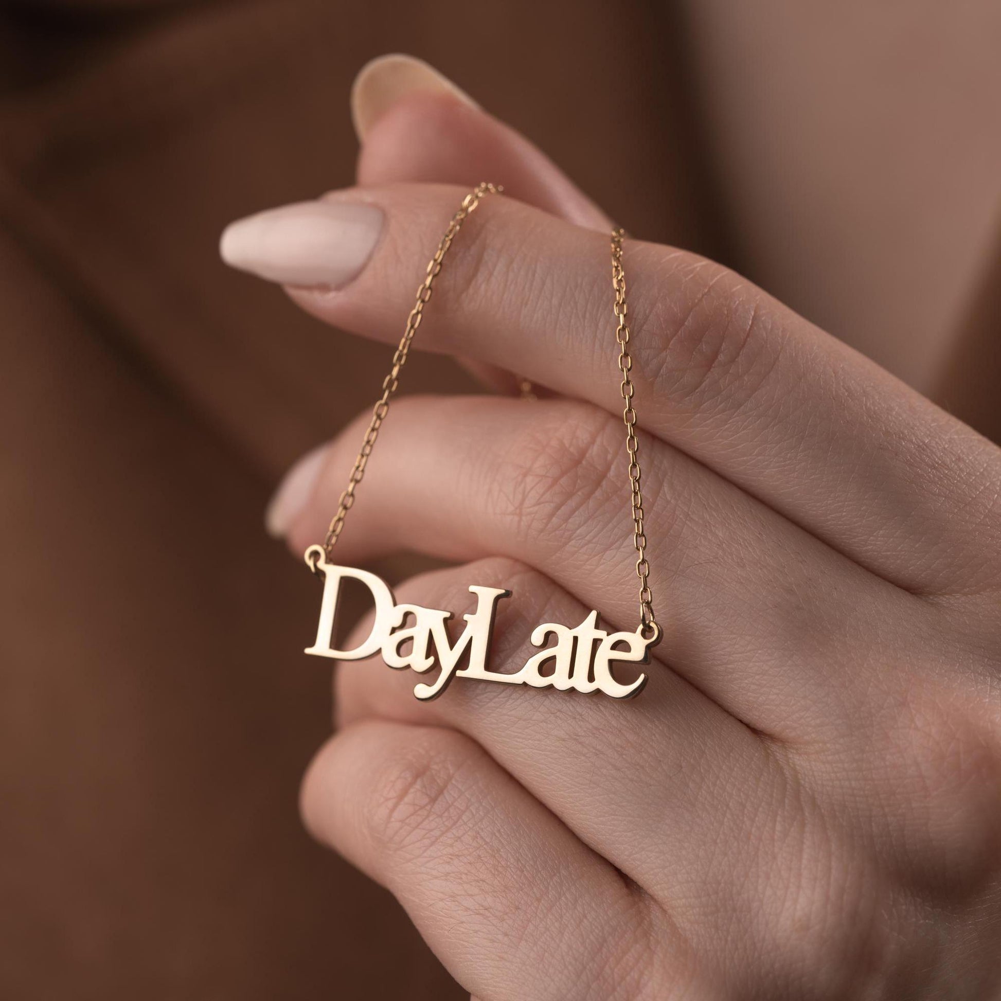 Custom Name Necklace • 925 Sterling Silver • Gold Plated • Personalized Word Pendant • Minimalist Jewelry • Gift for Women & Men