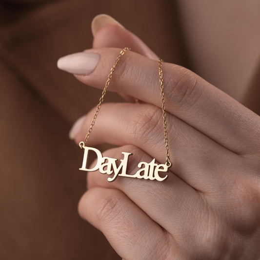 Custom Name Necklace • 925 Sterling Silver • Gold Plated • Personalized Word Pendant • Minimalist Jewelry • Gift for Women & Men