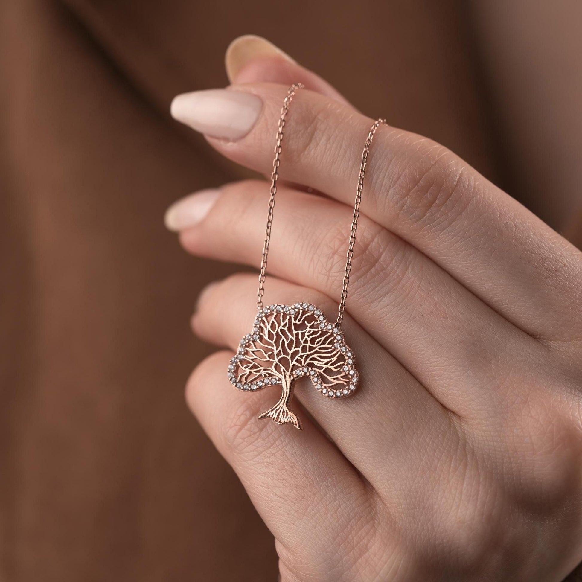 Tree of Life Necklace • 925 Sterling Silver Pendant • Zircon Family Tree Jewelry • Spiritual Gift for Women • Meaningful Necklace